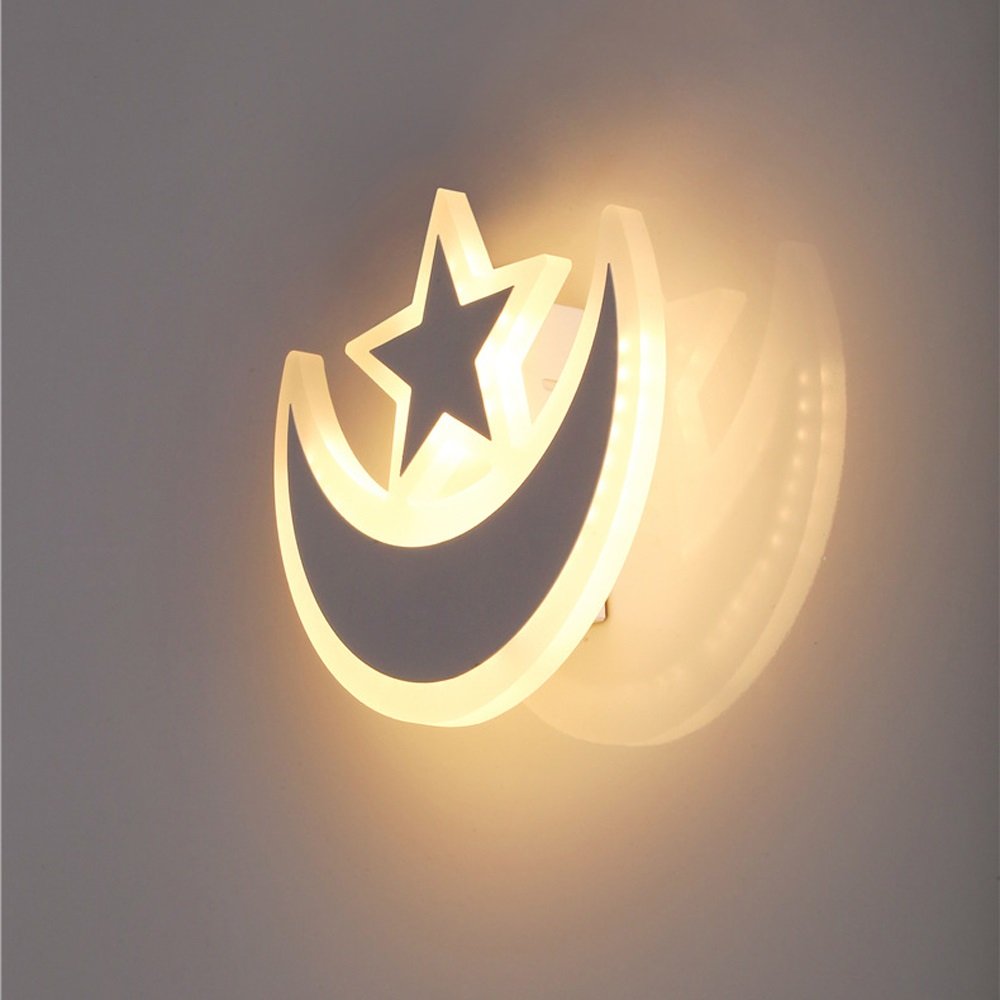 Modern Acrylic LED Wall Lamp - Moon Shape White Light for Living Room, Bedroom, Kids Room, Restaurant & Bar Decor - Creative Decorative Lighting for Reading, Study & Relaxation