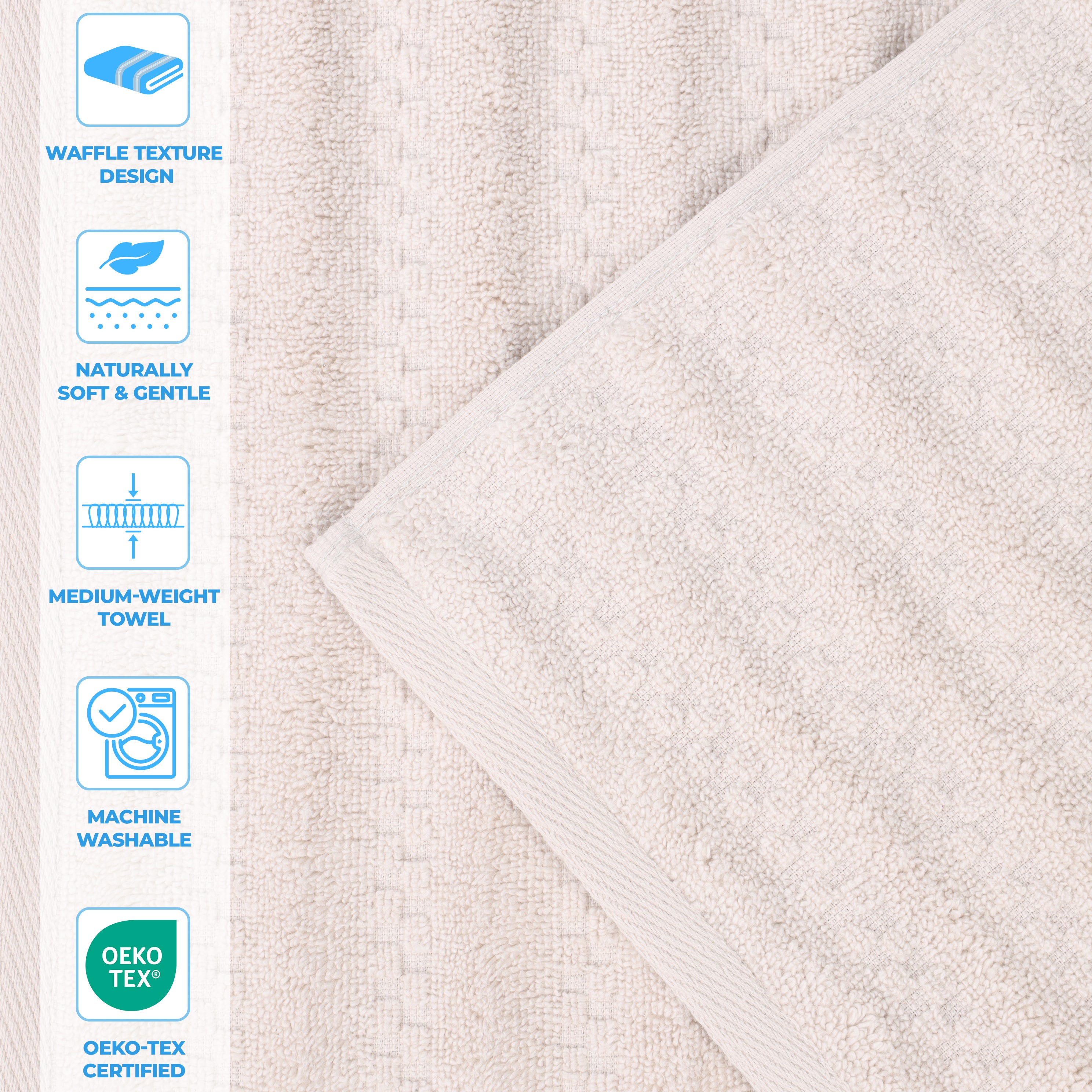 Zuma Zero Twist Cotton Medium Weight Soft Absorbent 6-Piece Bath Towel Set - Premium Luxury Towels for Spa, Bathroom & Beach Use