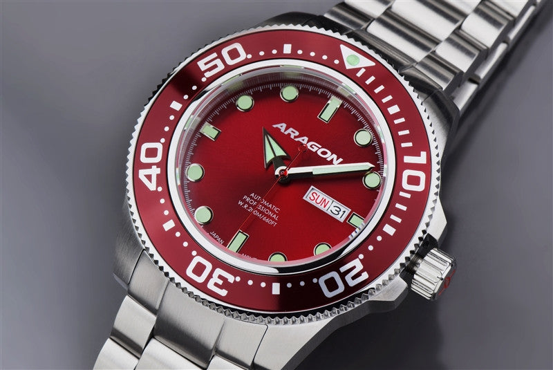 ARAGON Divemaster Automatic 50mm Men's Dive Watch - Waterproof Stainless Steel Chronograph with Date Window (A054RED) | Perfect for Scuba Diving, Swimming & Outdoor Adventures