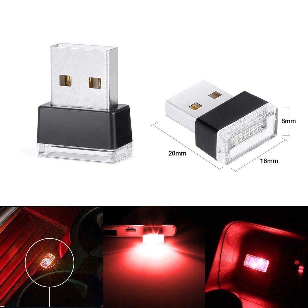 Mini USB Red LED Car Interior Light - Auto Neon Atmosphere Ambient Lamp for Cars, Trucks & SUVs - Perfect for Night Driving & Custom Interior Lighting