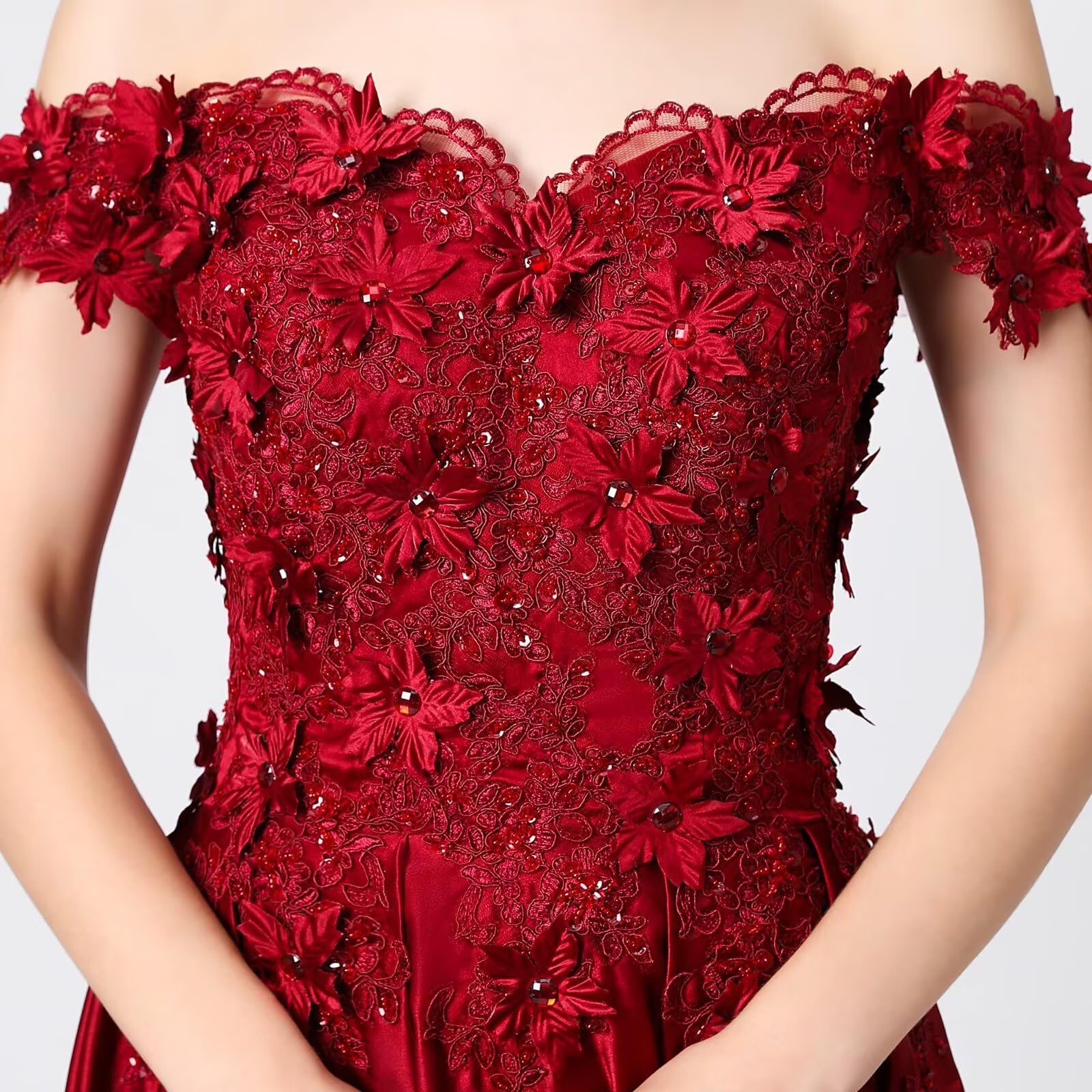 Elegant Off Shoulder Lace Satin Prom Dress for Women - A-Line Long Formal Cocktail Gown BD28282 | Perfect for Homecoming, Prom Night & Special Occasions