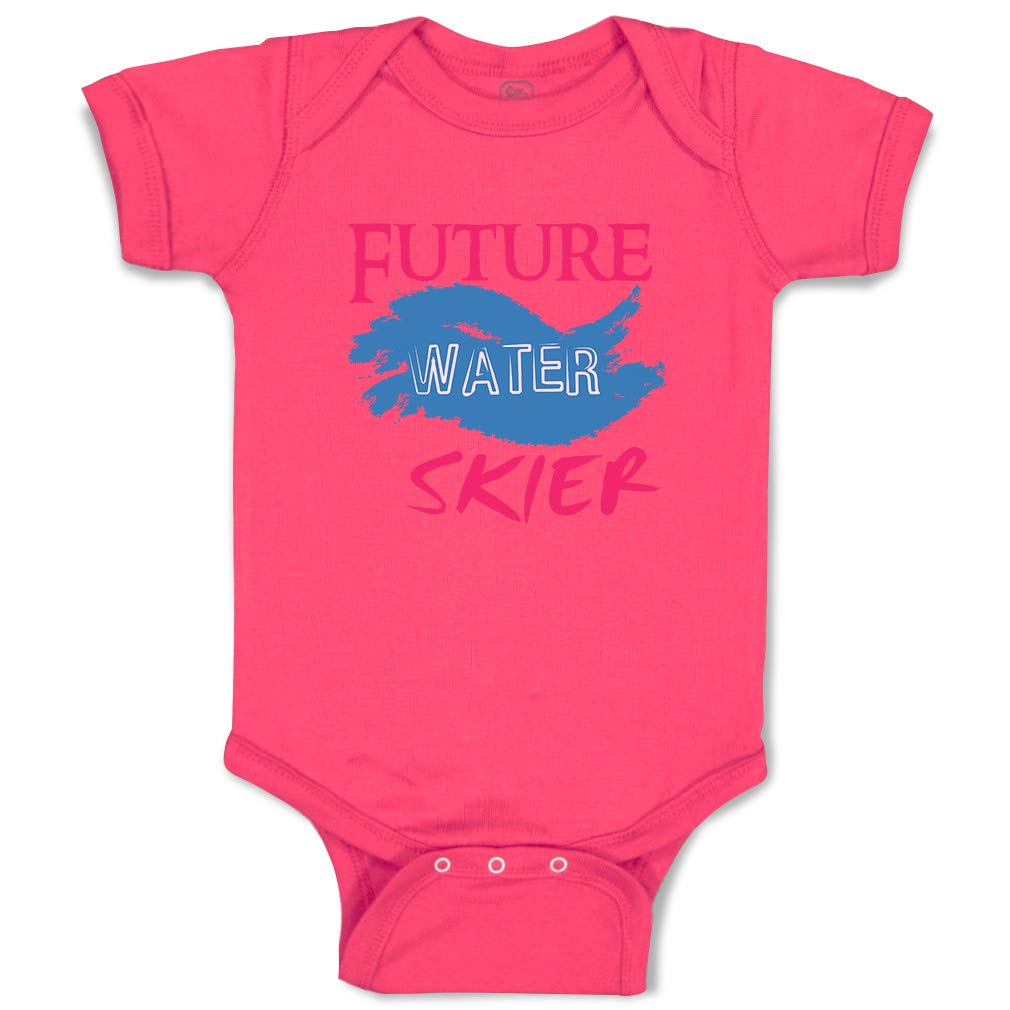 Custom Future Water Skier Baby Bodysuit - Funny Cotton Infant Clothes for Boys & Girls (12 Months, Hot Pink) - Perfect for Beach Trips, Pool Parties & Water Sports