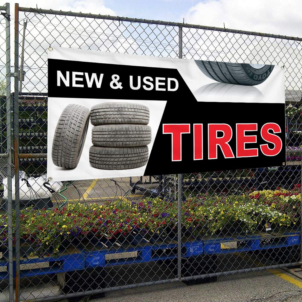 Vinyl Banner 36x72 Inches - Weatherproof Outdoor Sign with 6 Grommets for Auto, Car & Vehicle Advertising | Perfect for Tire Shops, Industrial Yards & Business Promotion
