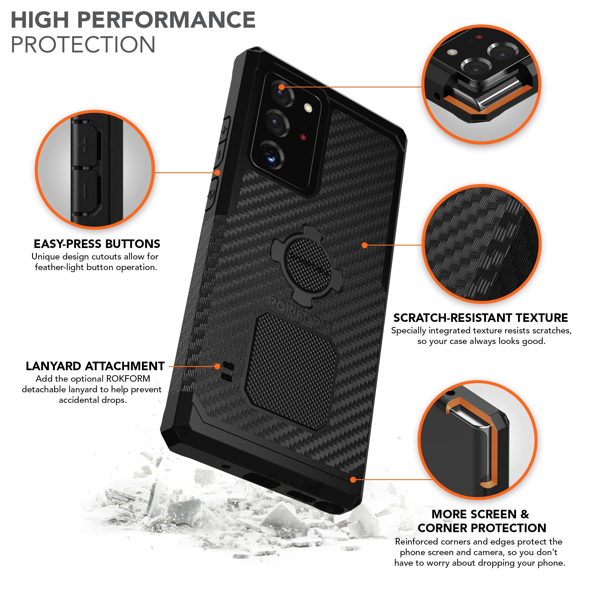 Rokform Galaxy Note 20 Ultra Rugged Case with Universal Bike Phone Mount - Durable Protection & Secure Cycling Accessory
