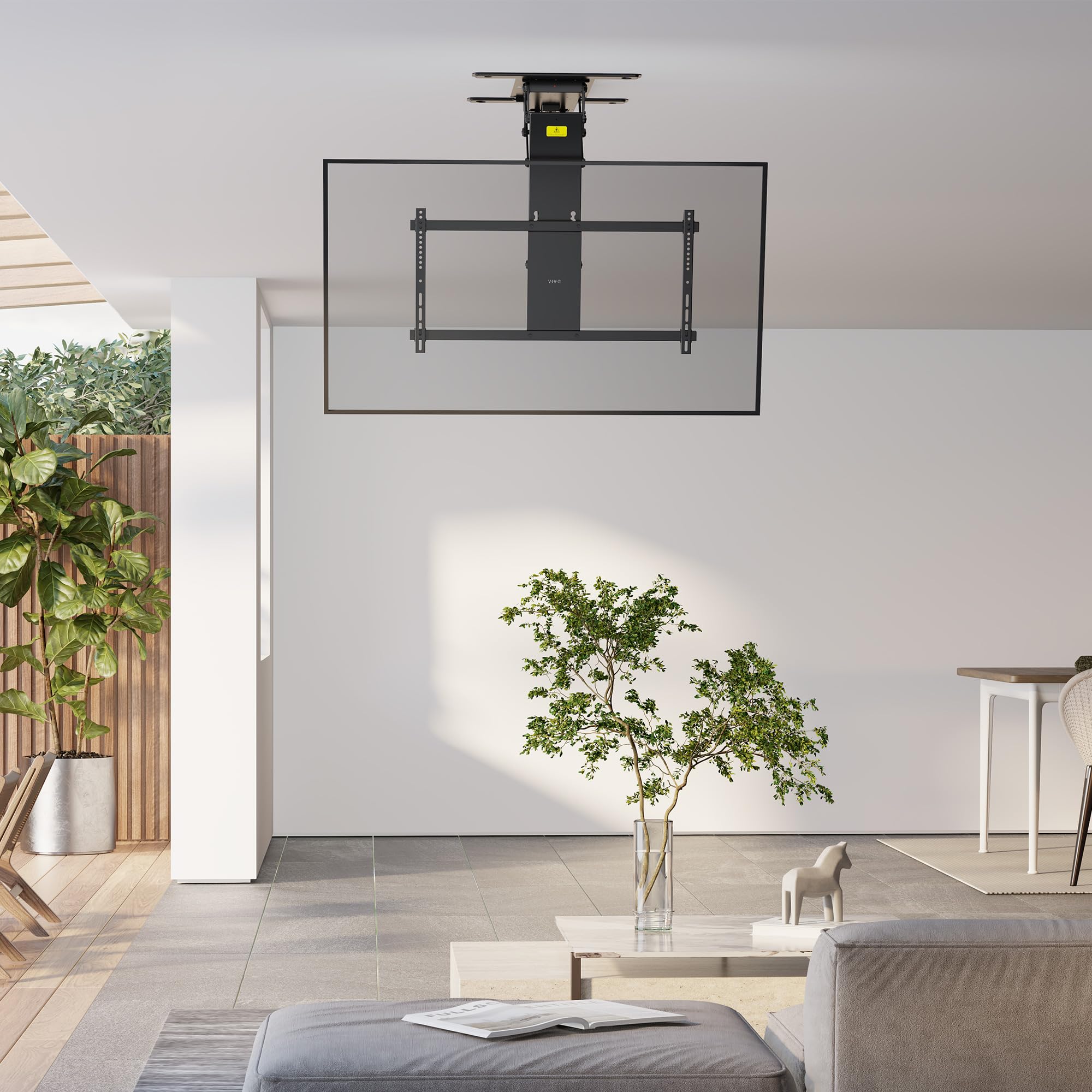 VIVO Electric TV Ceiling Mount for 40-85 Inch Screens | Motorized Flip-Down Pitched Roof VESA Mount | Heavy Duty Black Master Pack (MOUNT-E-FD85) | Perfect for Home Theaters, Bars, and Commercial Spaces