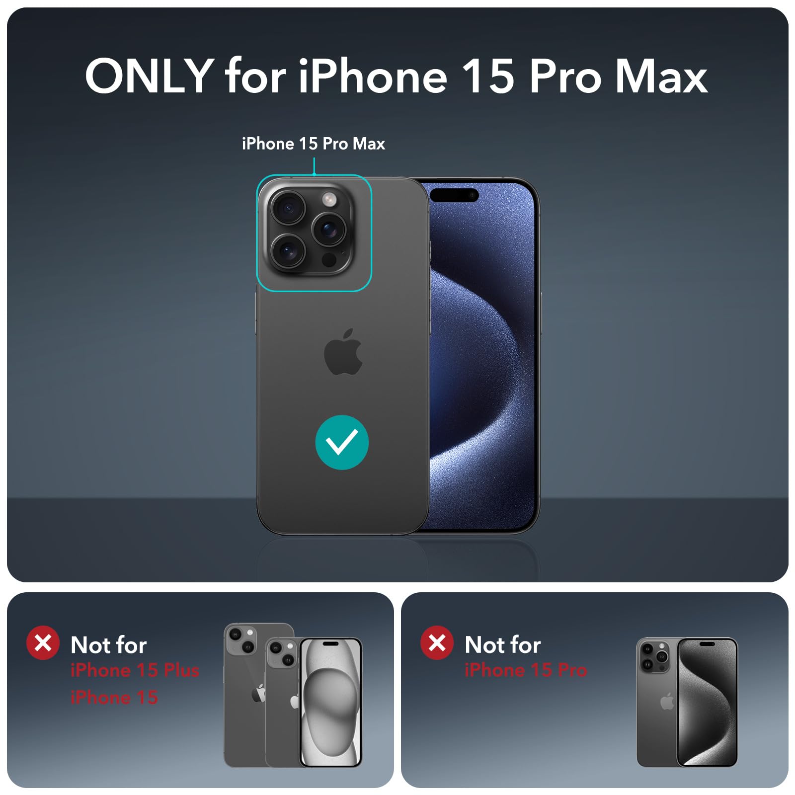 ESR for iPhone 15 Pro Max Case with MagSafe - Military-Grade Protection, Scratch Resistant, Clear Black Armor Series | Includes Individual Lens Protectors | Perfect for Outdoor Adventures & Daily Use
