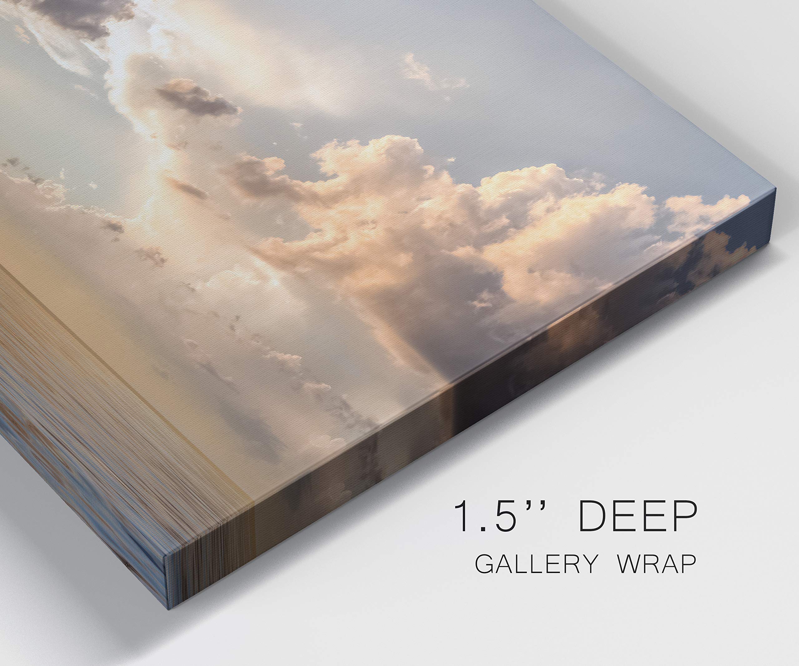 Modern Ocean Sunset Canvas Wall Art - Blue Beach Landscape Print for Living Room, Bedroom, Bathroom & Office Decor - Ready to Hang 24x48 Inches - Perfect for Coastal, Nautical & Boho Home Styling