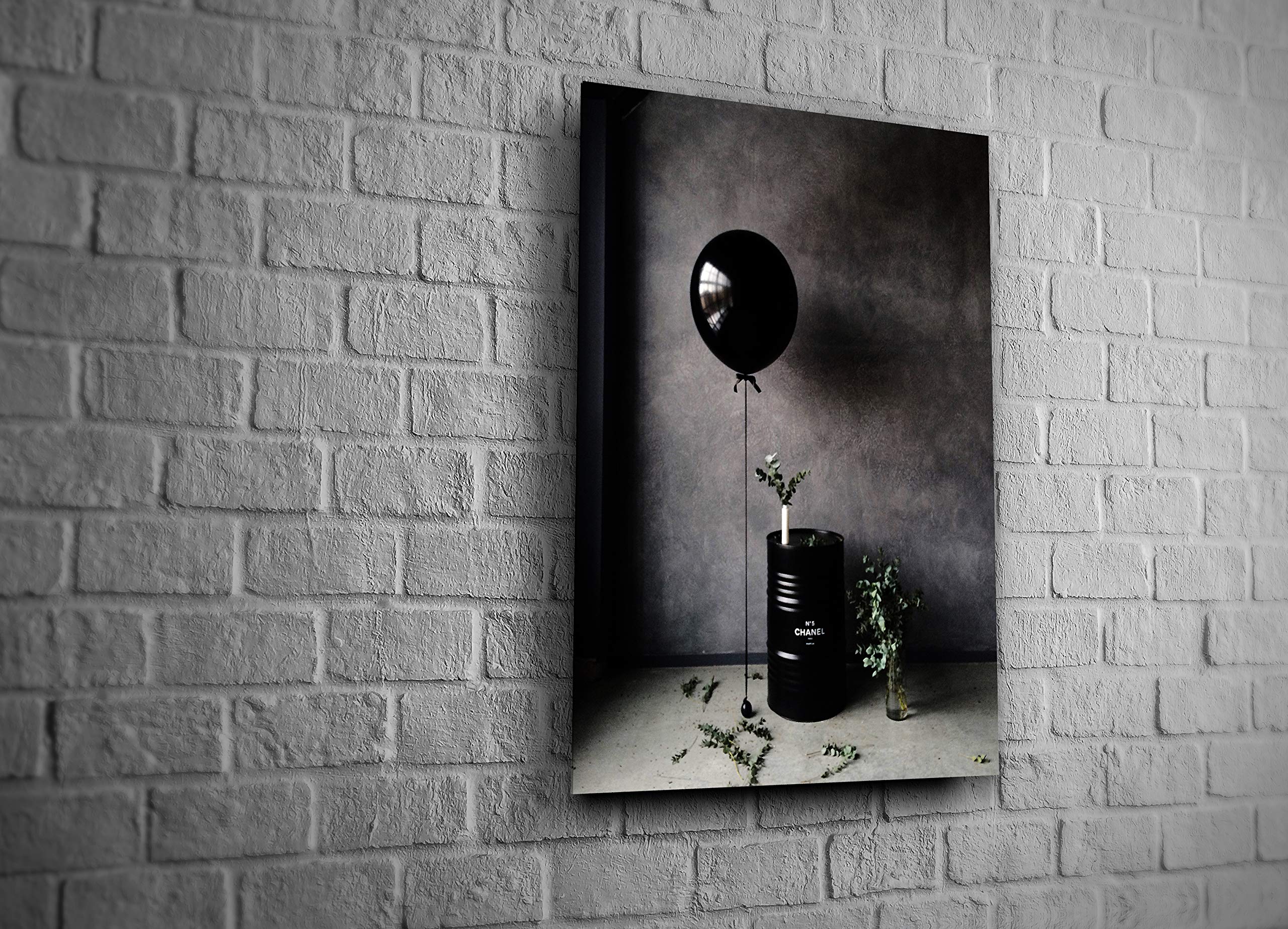 Black Metal Oil Barrel Tempered Glass Wall Art - Modern Interior Design Photo Print (24x36) for Home, Office & Hotel Decor | Unique Gift Idea for Commercial Spaces & Modern Art Lovers
