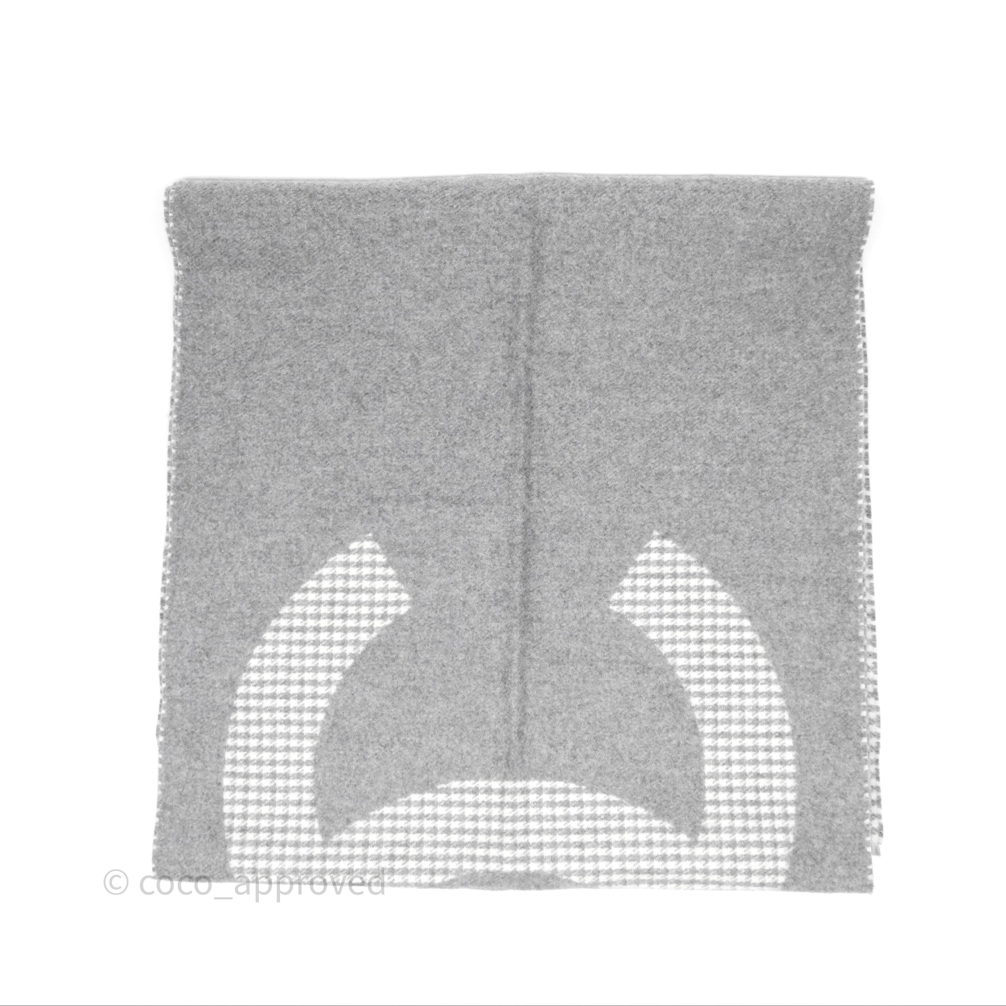 Chanel CC Reversible Cashmere Scarf - Grey & White 23B Collection | Luxury Winter Fashion Accessory for Women | Perfect for Gifts, Parties & Cold Weather