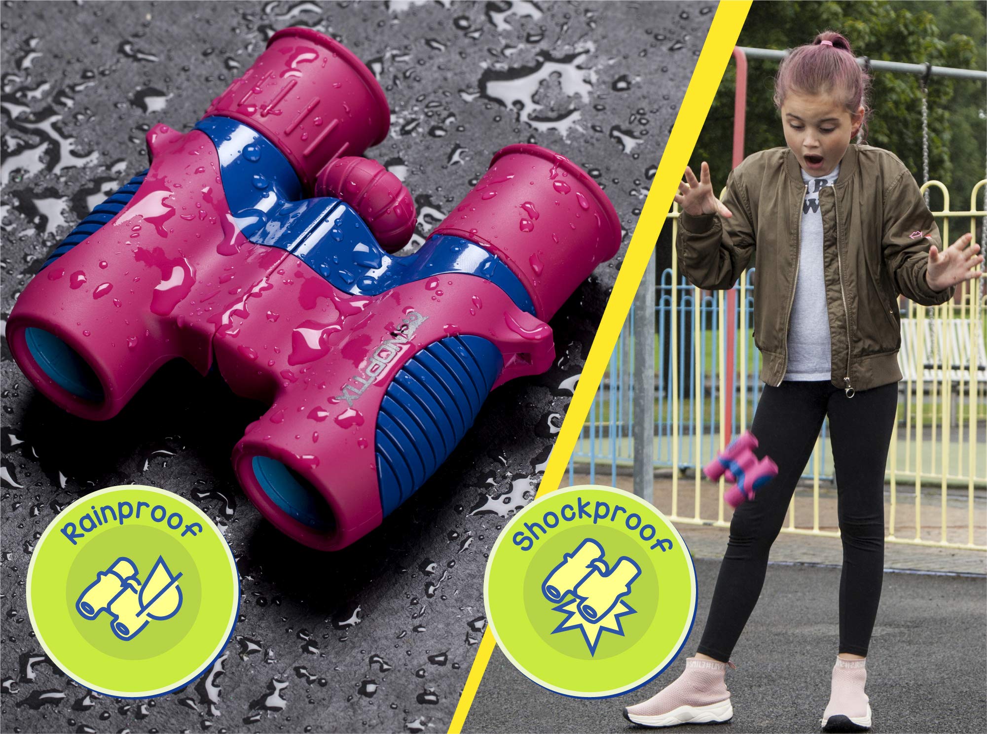 Kids Binoculars for Outdoor Exploration - Real Binoculars for Boys & Girls in Vibrant Pink/Blue - Includes 40-Species Bird Sticker Book - Perfect for Bird Watching, Hiking, Camping & Nature Adventures