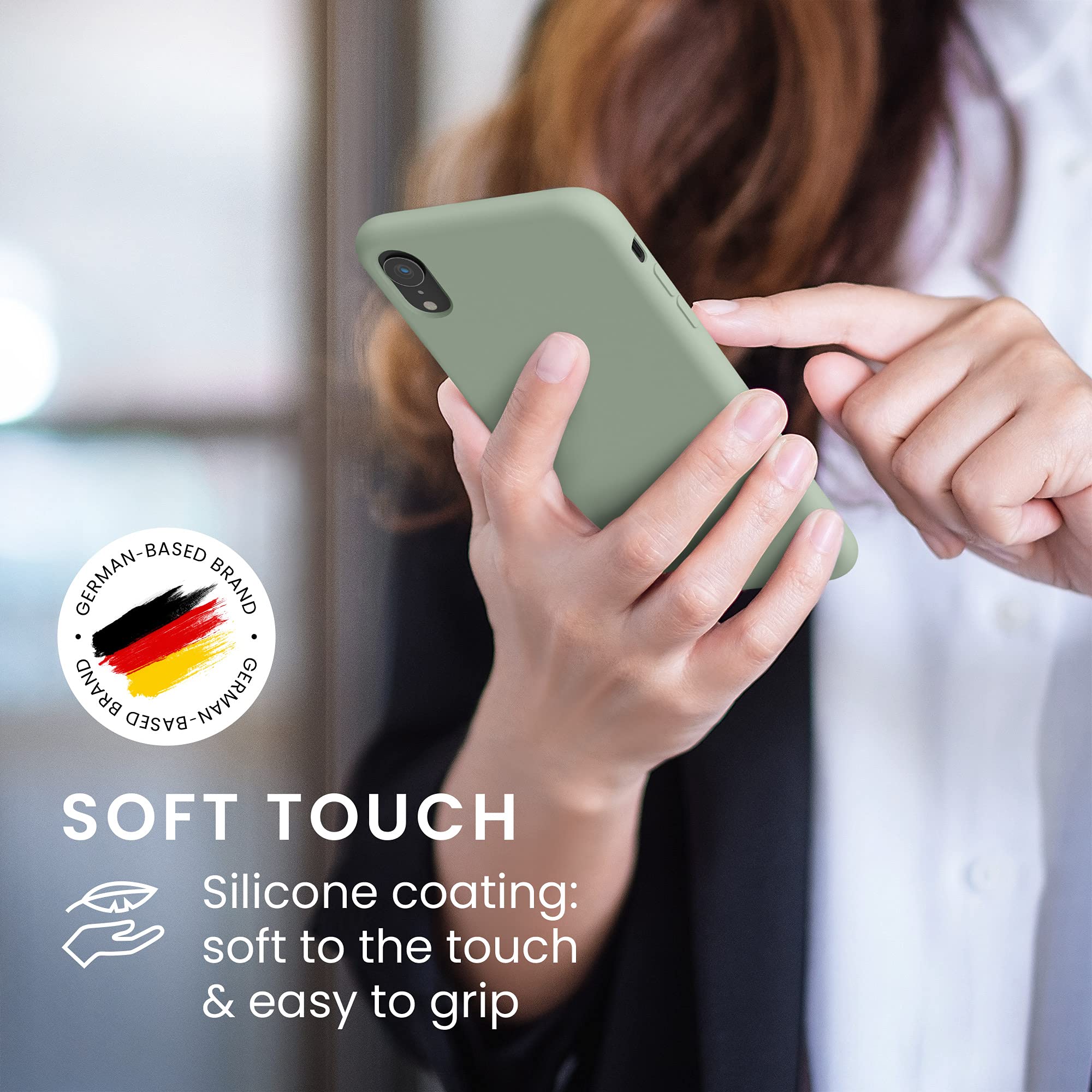 kwmobile Shockproof TPU Silicone Case for Apple iPhone XR - Soft Protective Phone Cover in Gray Green | Perfect for Everyday Use, Work & Outdoor Activities
