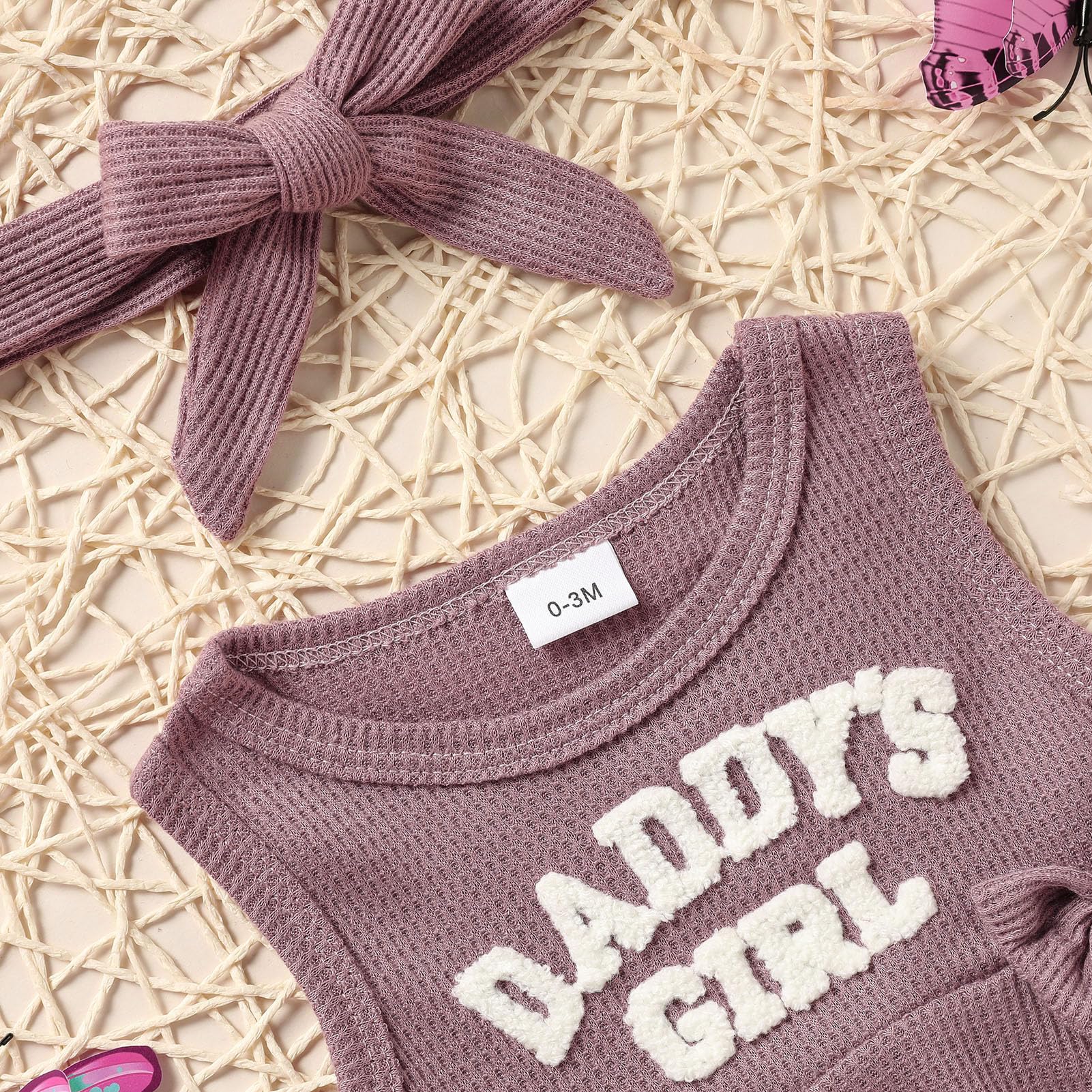 Viworld Baby Girl Clothes 0-18 Months - Soft Knitted Sleeveless Top Set with 'Daddy's Girl' Print | Cute Newborn & Infant Outfits for Photos, Parties & Everyday Wear