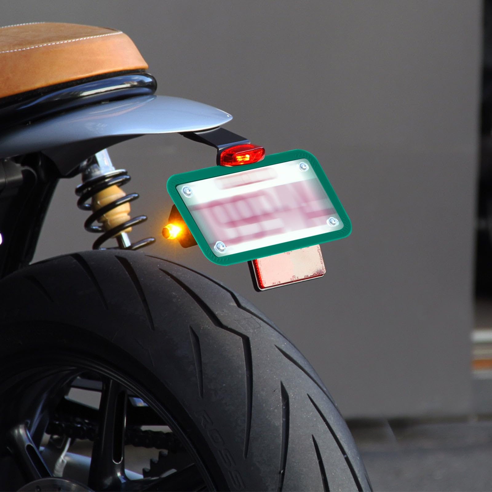 Xotic Tech Motorcycle Silicone License Plate Frame - Durable Motorbike License Plate Holder - Rust Proof, Rattle Proof & Weather Resistant (Green, 7.56