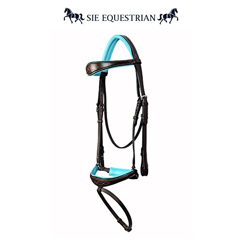 Premium Teal Padded Fancy Stitch Leather Horse Show Bridle - Anatomic Design for Comfort & Performance | Ideal for Equestrian Competitions & Training Sessions