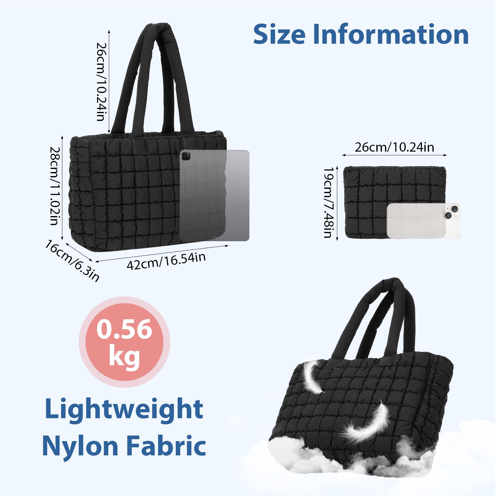 Juoxeepy Quilted Puffer Tote Bag for Women - Stylish Laptop Work Bag with Multiple Compartments | Perfect for Office, Business Travel & Daily Commute