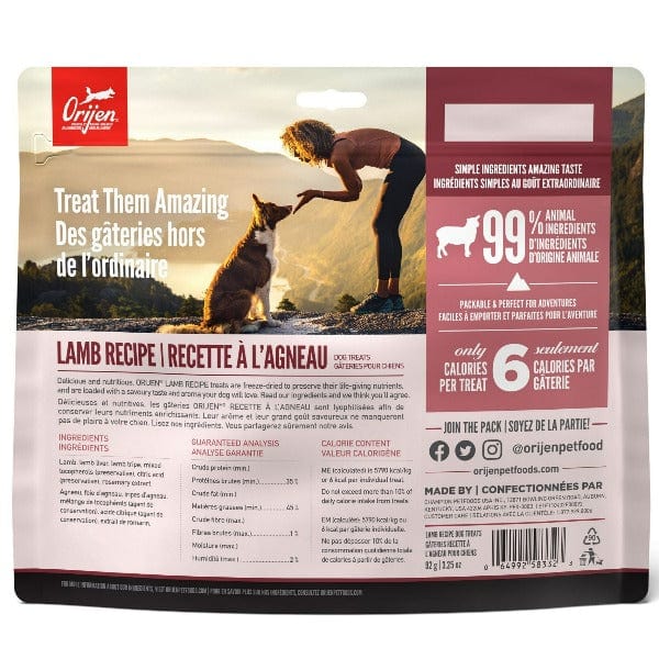 Orijen Freeze-Dried Lamb Dog Treats - High Protein, Grain-Free, Natural Training & Rewards for Dogs - Perfect for Training, Travel & Outdoor Adventures