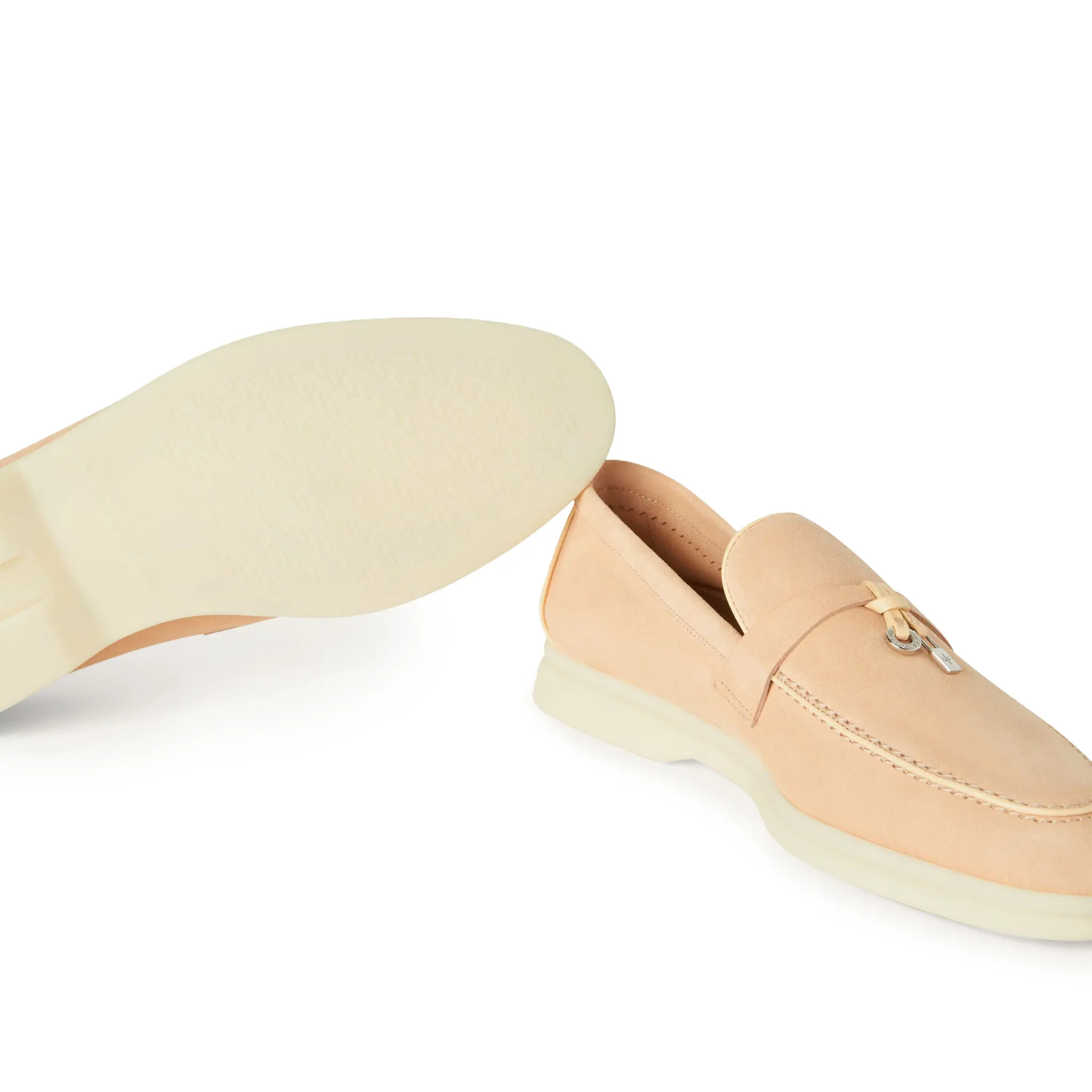 Loro Piana Women's Summer Walk Loafers - Soft Suede Goatskin Slip-On Shoes in Pink Reef | Comfortable Casual Footwear for Beach, Vacation & Everyday Wear