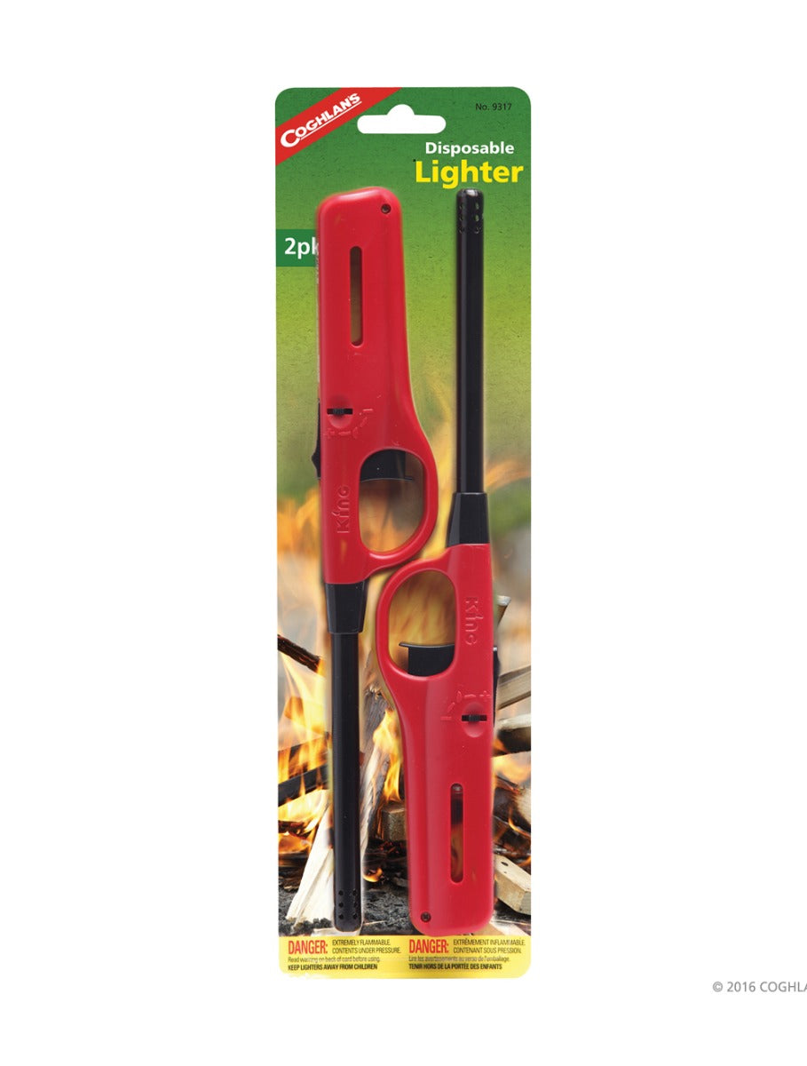 2 Pack Disposable Lighters - Windproof & Refillable for Camping, BBQ, Candles & Outdoor Use (Assorted Colors)