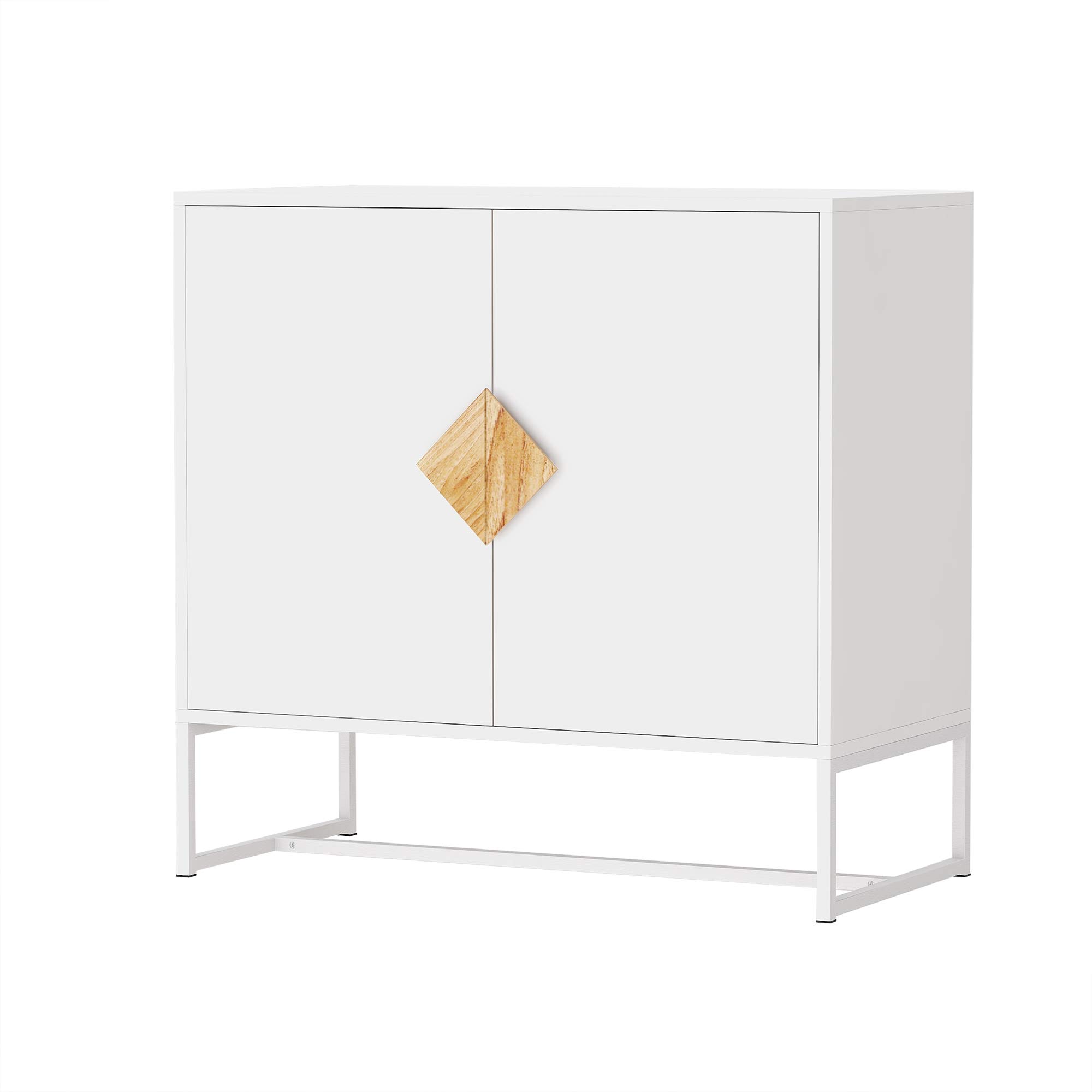 Modern Sideboard Cabinet with Metal Legs & Solid Wood Handles - 2 Door Buffet Storage for Kitchen, Living Room, Office & Bedroom - Perfect for Dining Room Organization, Entryway Decor & Home Storage Solutions