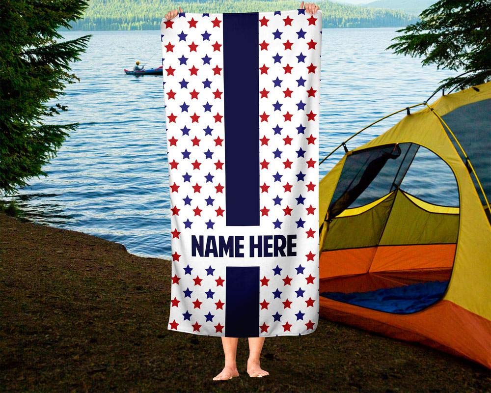 Extra Large Personalized American Flag Towel for Kids & Adults - Custom Oversized Travel, Beach, Pool & Bath Towel for Toddler, Baby, Boys & Girls - Perfect for Summer Vacations, Swimming & Outdoor Activities
