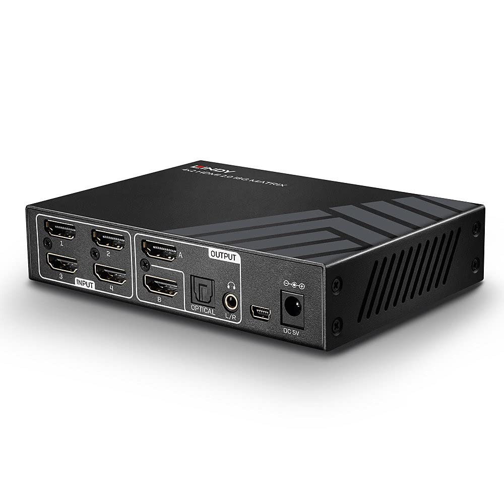 LINDY 4x2 HDMI 2.0 Matrix Switch 18Gbps 4K 60Hz HDR - Perfect for Home Theater, Gaming & Conference Room Setup
