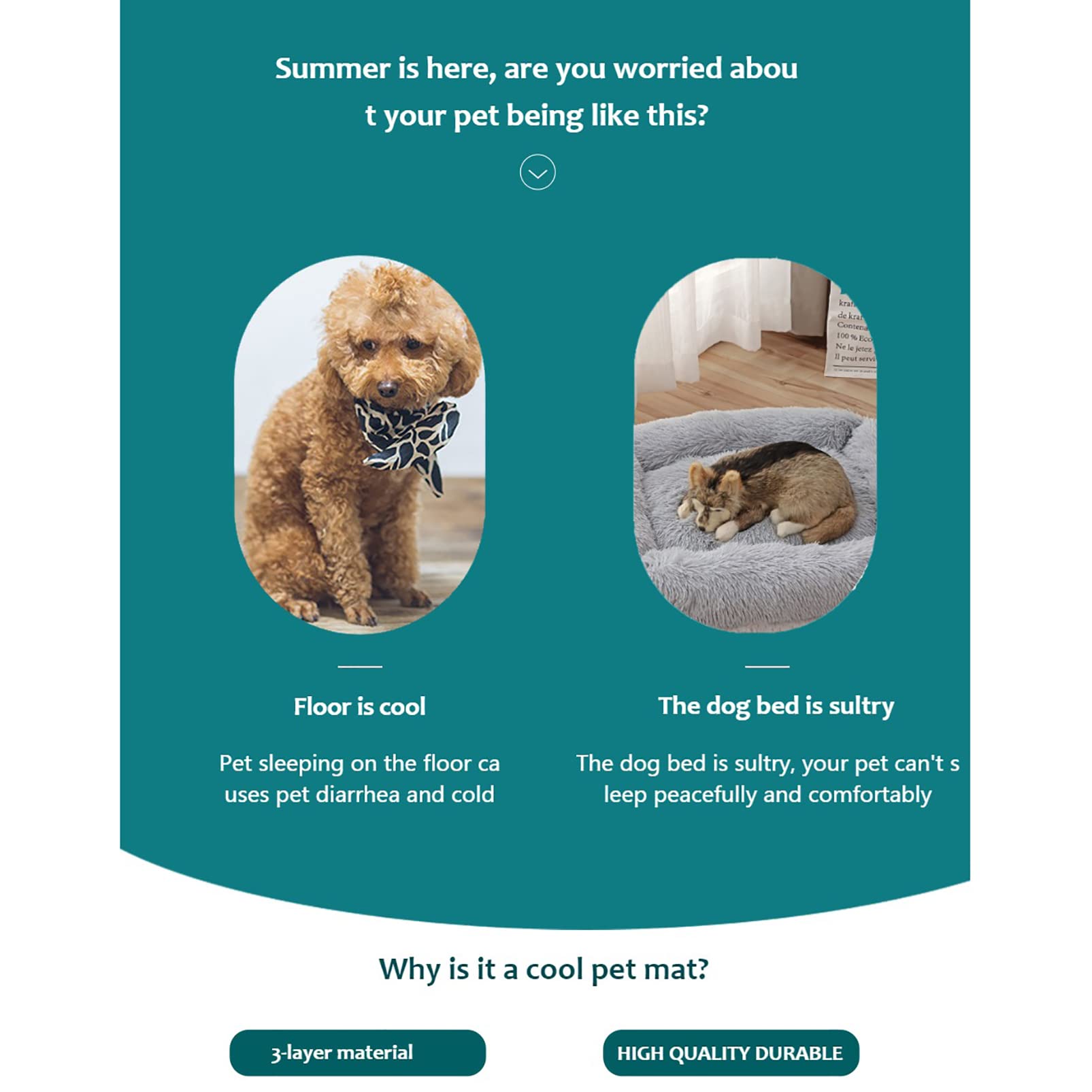 Self Cooling Dog Mat - Breathable Pet Pad for Summer - Sofa & Bed Use