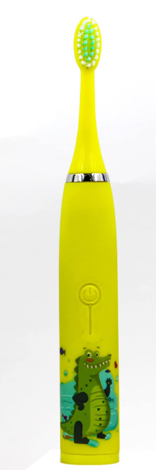 Kids Electric Toothbrush - Rechargeable Children's Cartoon Toothbrush with 6 Soft Bristle Brush Heads (Yellow) | Gentle Cleaning for Toddlers & Students | Perfect for Home, Travel & School Use