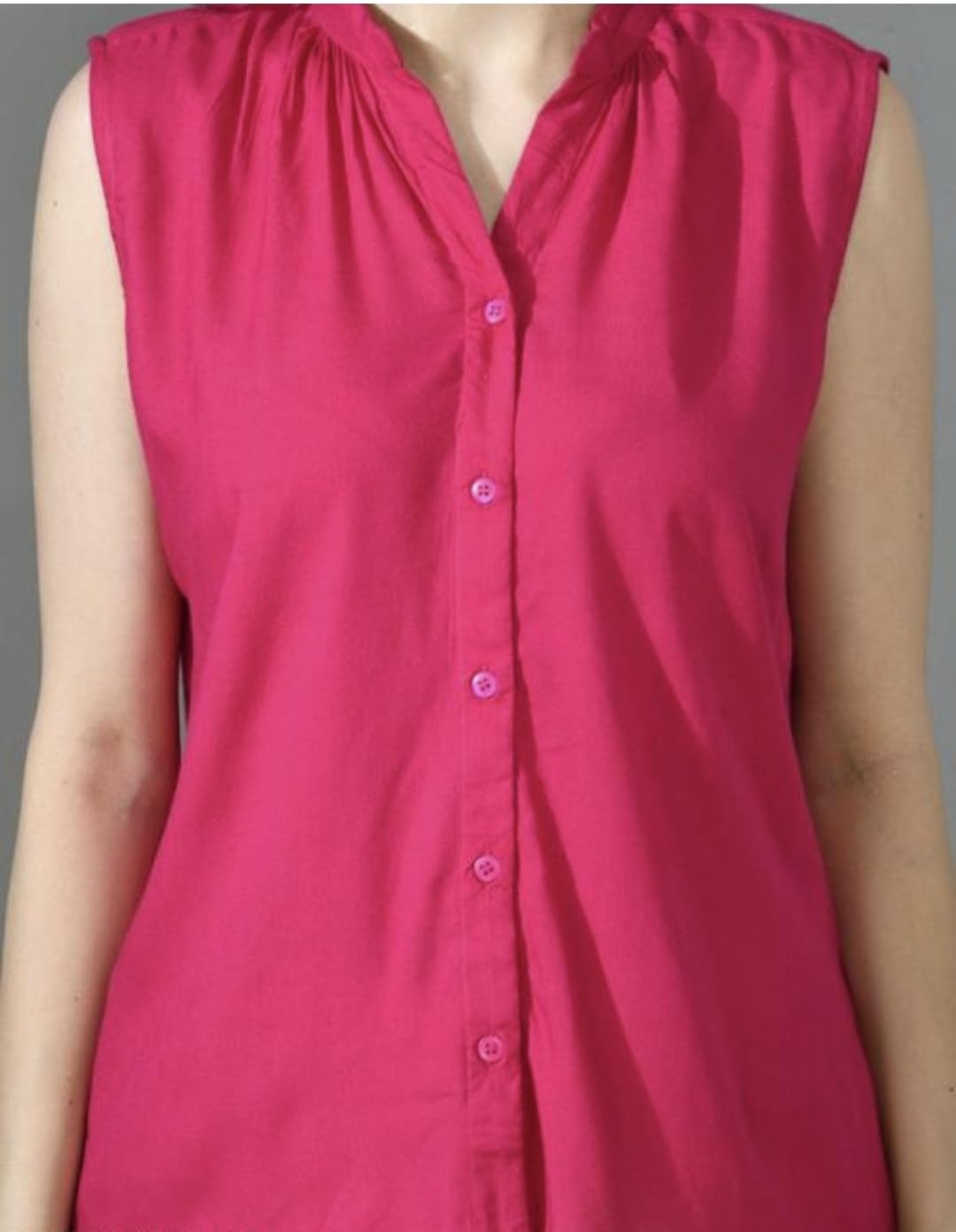RR Fashion House Women's Sleeveless Solid Casual Top - Button Front Shirt for Women | Summer Wear, Office Outfit, Casual Chic Style