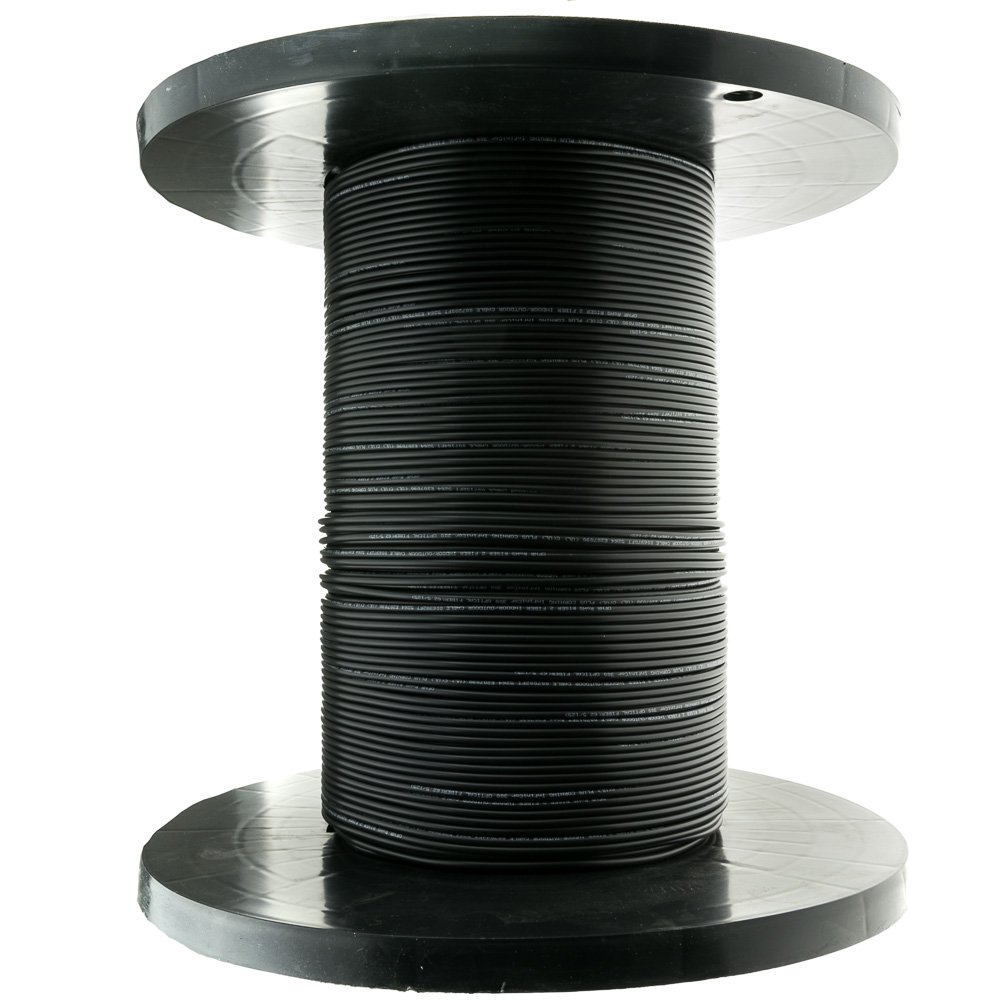 Corning OS2 9/125 Singlemode Fiber Optic Cable - 2 Strand Indoor/Outdoor Riser Rated, 1000ft Spool (Black) - Perfect for Data Centers, Telecom Networks & High-Speed Internet Installations