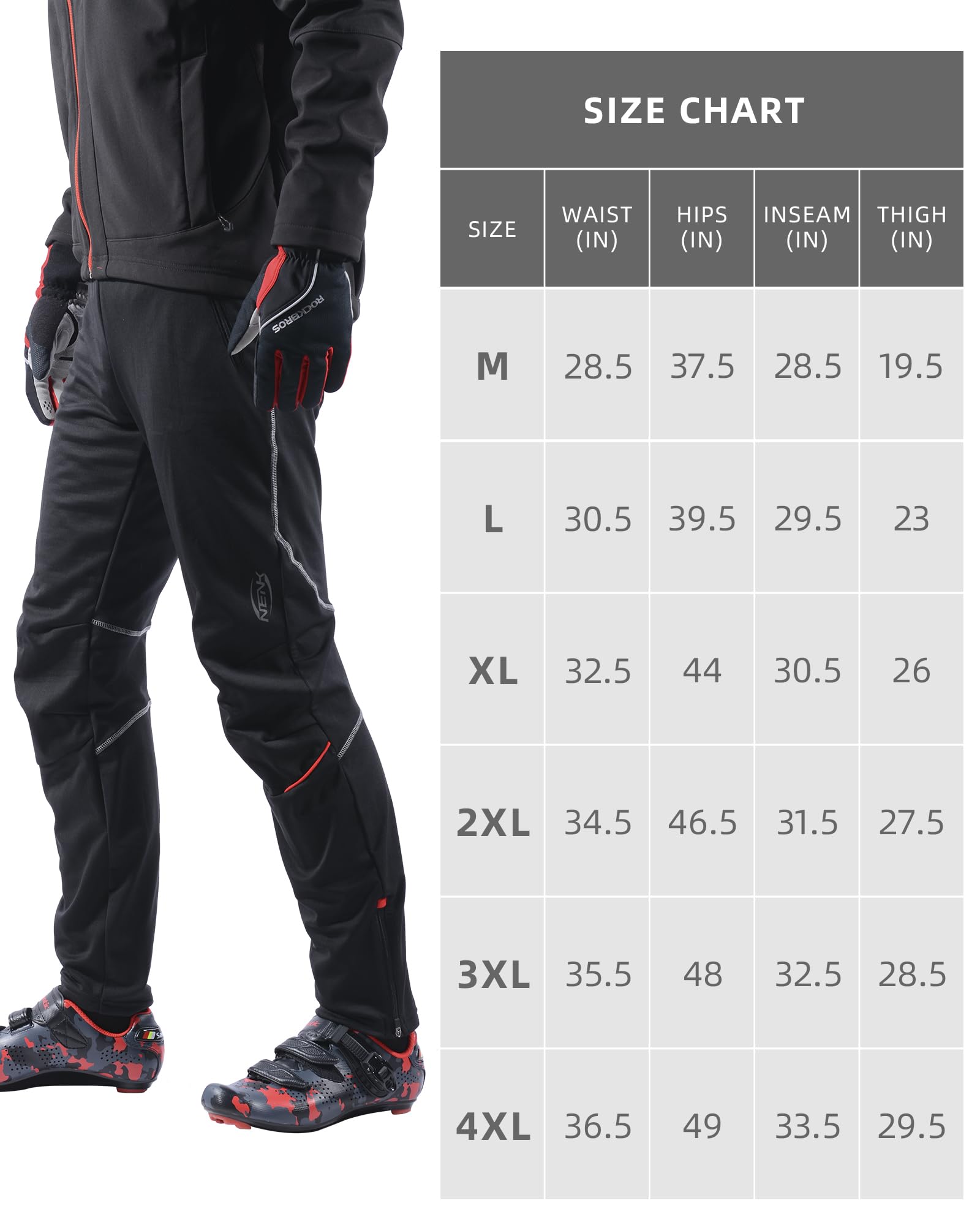 ROCKBROS Winter Cycling Pants - Thermal Windproof MTB Pants for Cold Weather | Bike & Motorcycle Riding, Outdoor Work | Perfect for Commuting, Mountain Biking & Winter Sports