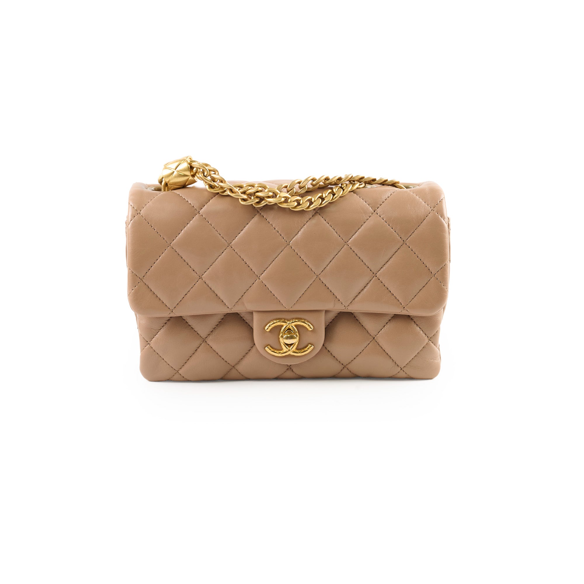 Chanel Classic Flap Bag Dark Beige Lambskin with Microchip - Luxury Designer Handbag for Women, Perfect for Evening Events & Special Occasions