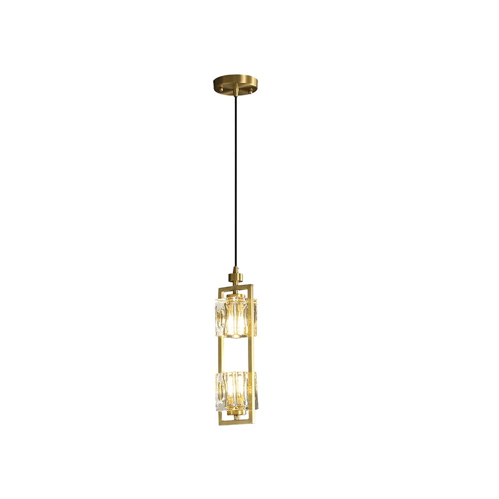 Elegant LED Chandelier - Double Head Crystal Pendant Light G92 Ceiling Hanging Lamp, Gold Mini Chandelier Metal Droplight, Rustic Suspension Lighting Fixture for Kitchen Island, Dining Room, Living Room & Bedroom Decor (Size A) - Perfect for Farmhouse, Modern & Vintage Home Interiors