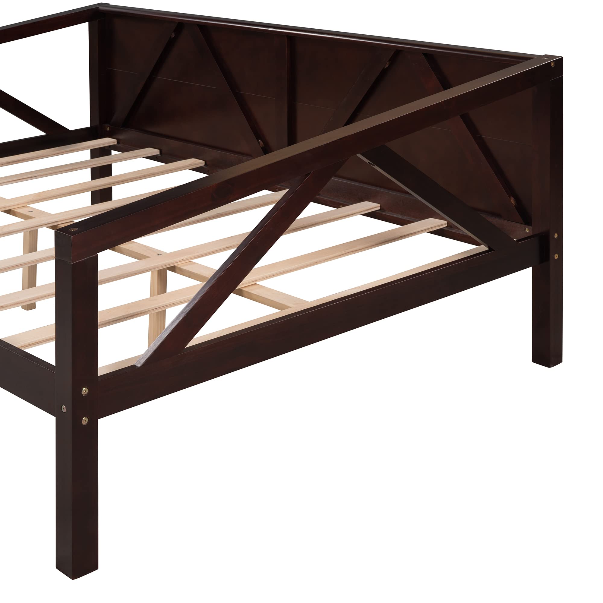 SOFTSEA Full Size Daybed Frame with Wood Slat Support - Sturdy Wooden Sofa Bed with Storage Space for Living Room, Bedroom & Guest Room | Perfect for Small Spaces, Sleepovers & Extra Seating