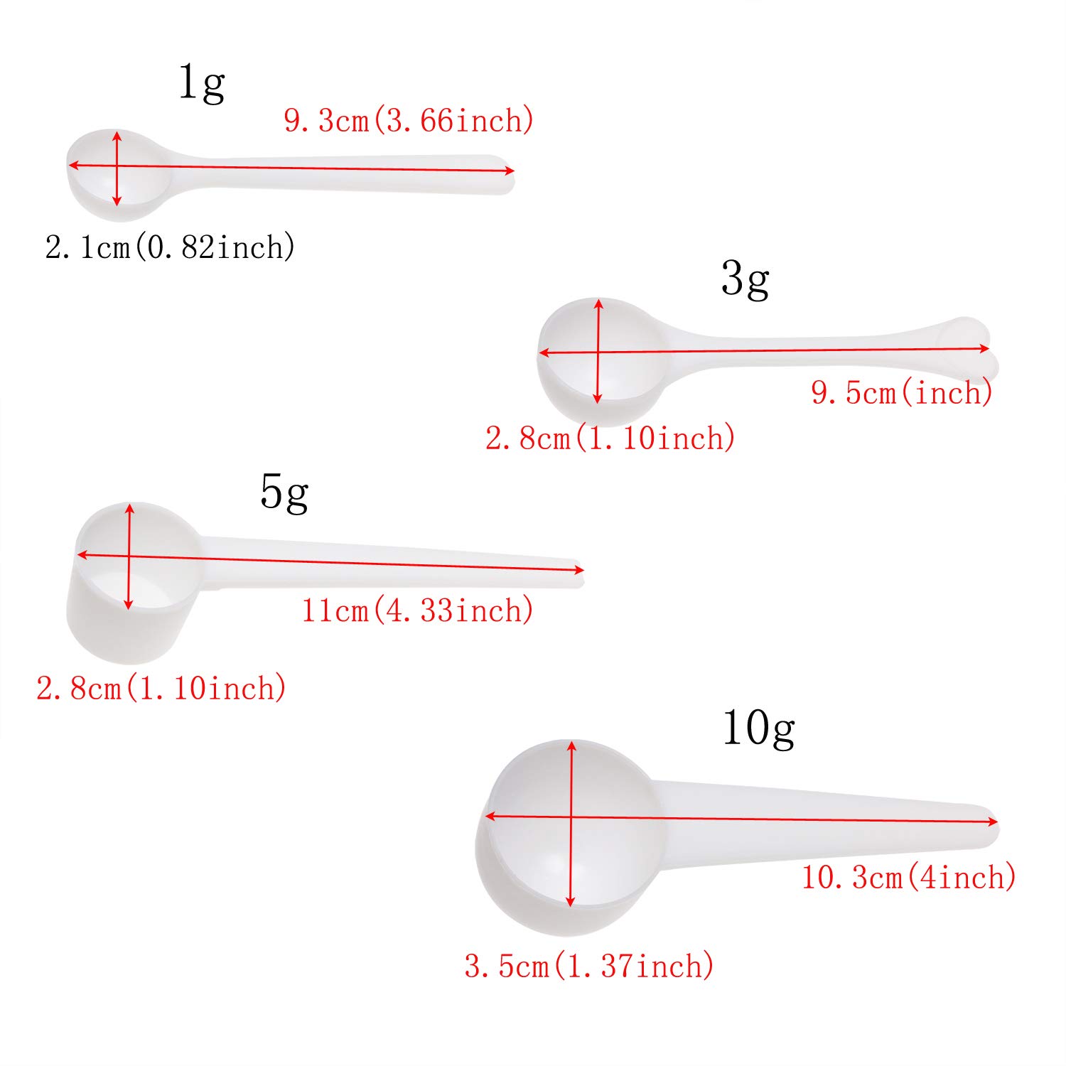 ONLYKXY 1g 3g 5g 10g Measuring Spoons Set - Stainless Steel Coffee Protein Powder Scoop for Kitchen Baking Cooking (Perfect for Coffee, Protein Shakes, Baking Ingredients & Spices)