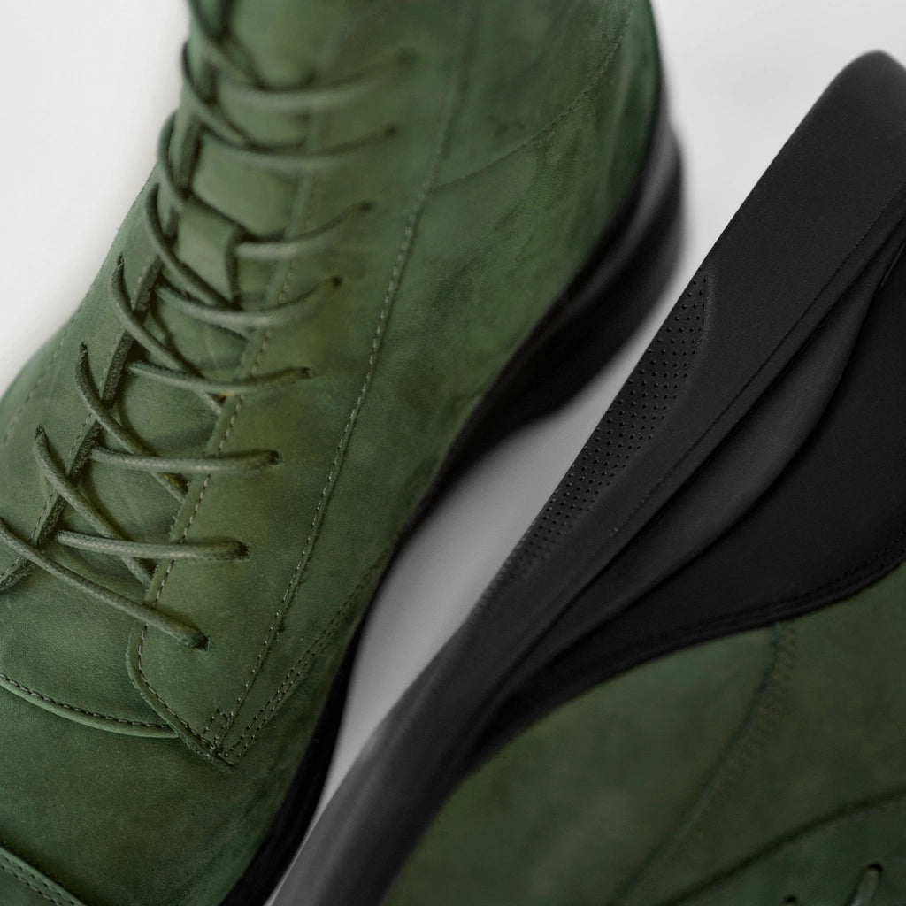 Men's Olive Leather Ankle Boots - Comfortable & Stylish Casual Shoes for Walking, Hiking & Outdoor Adventures