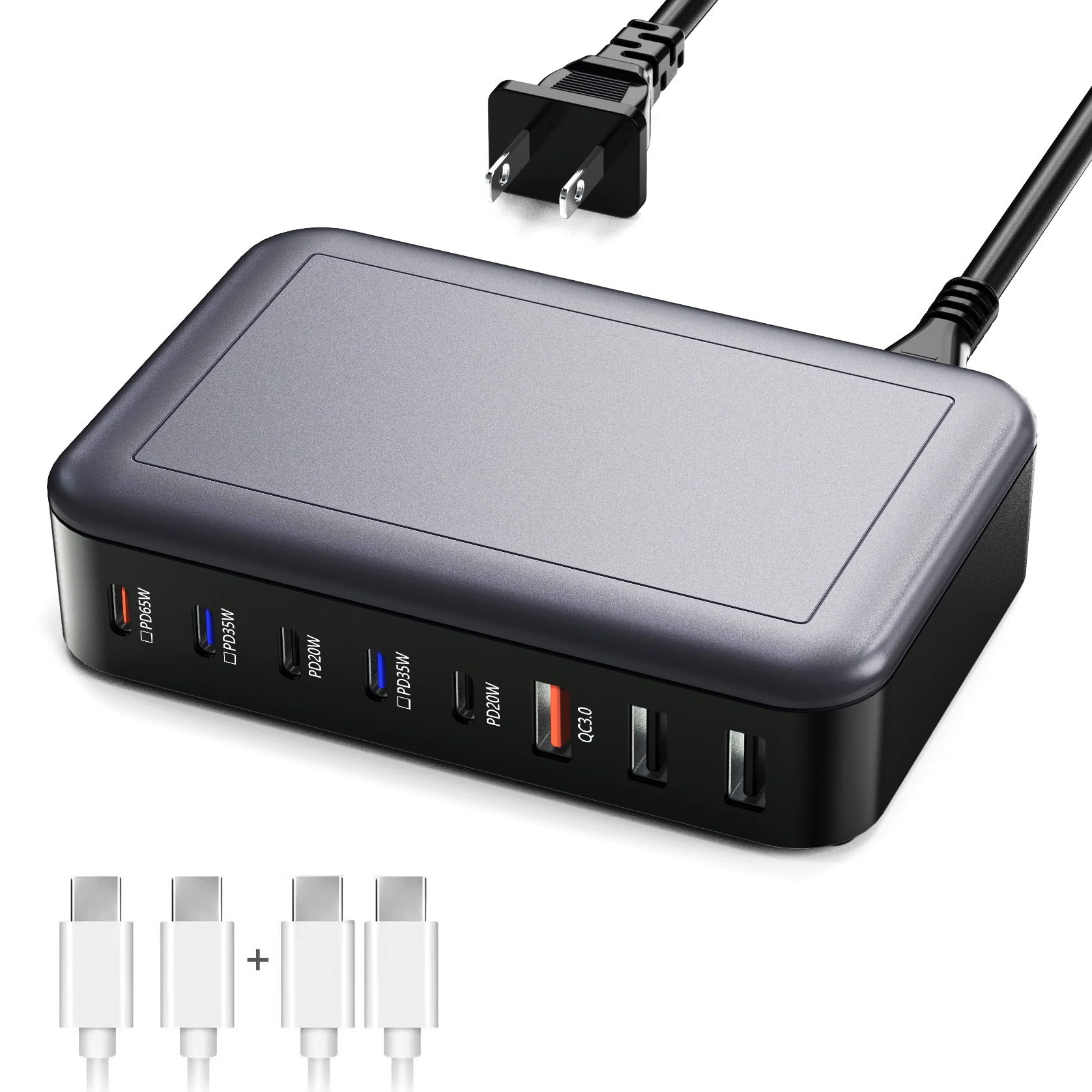 185W USB C Fast Charging Station - 8 Port Multi Device Charger with 65W Type C Laptop Charging | Compatible with MacBook Pro/Air, iPad Pro/Air, iPhone 14/13/12 Series, Galaxy Note/S22, Pixel | Perfect for Home, Office & Travel Charging Needs