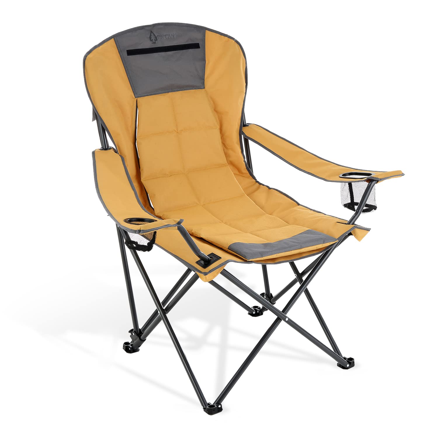 ARROWHEAD OUTDOOR Heavy-Duty Portable Folding Camping Chair - 2-in1 Adjustable Recline with Vent, Padding, Cup Holder & Storage Pouch - Oversize Design Supports 300lbs - Includes Carry Bag & USA-Based Support - Perfect for Camping, Backyard, Beach & Outdoor Events