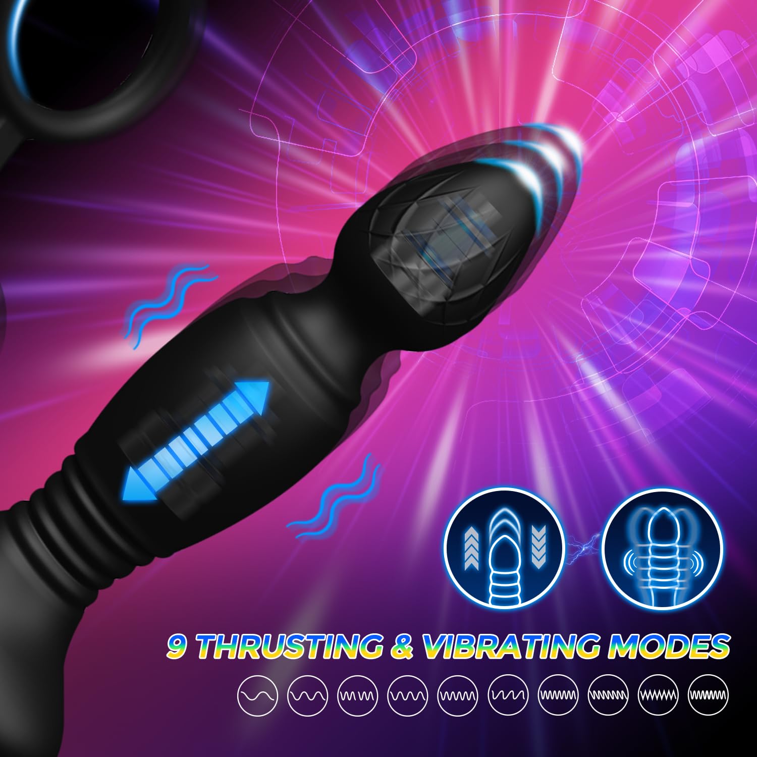 HESEKS Prostate Massager with Cock Ring - 9 Thrusting & Vibrating Modes, Remote & APP Controlled Adult Toy for Men, Women & Couples - Perfect for Solo Play, Couples Intimacy & Prostate Stimulation