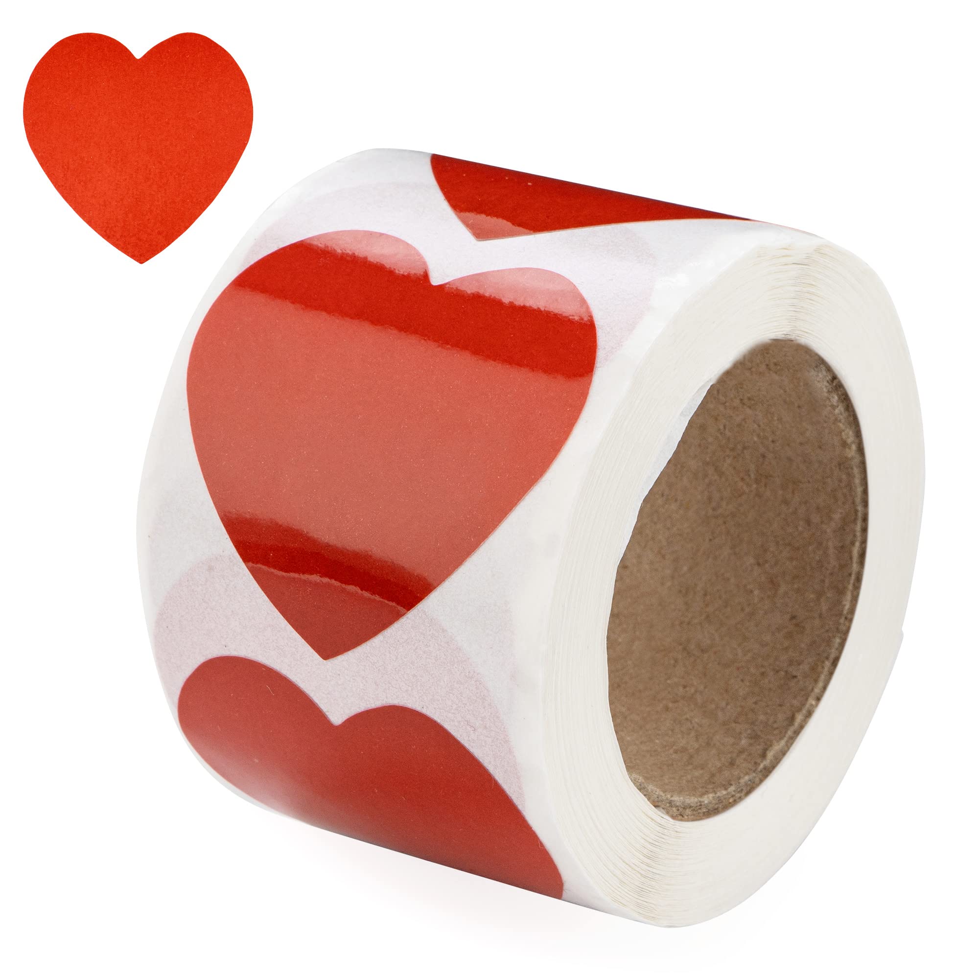 250 Large Red Heart Shaped Stickers - Bulk Roll of Self-Adhesive Valentine's Day Decals for Crafts, Scrapbooking & Heart Awareness Events (Perfect for Classroom, DIY Projects & Party Decorations)