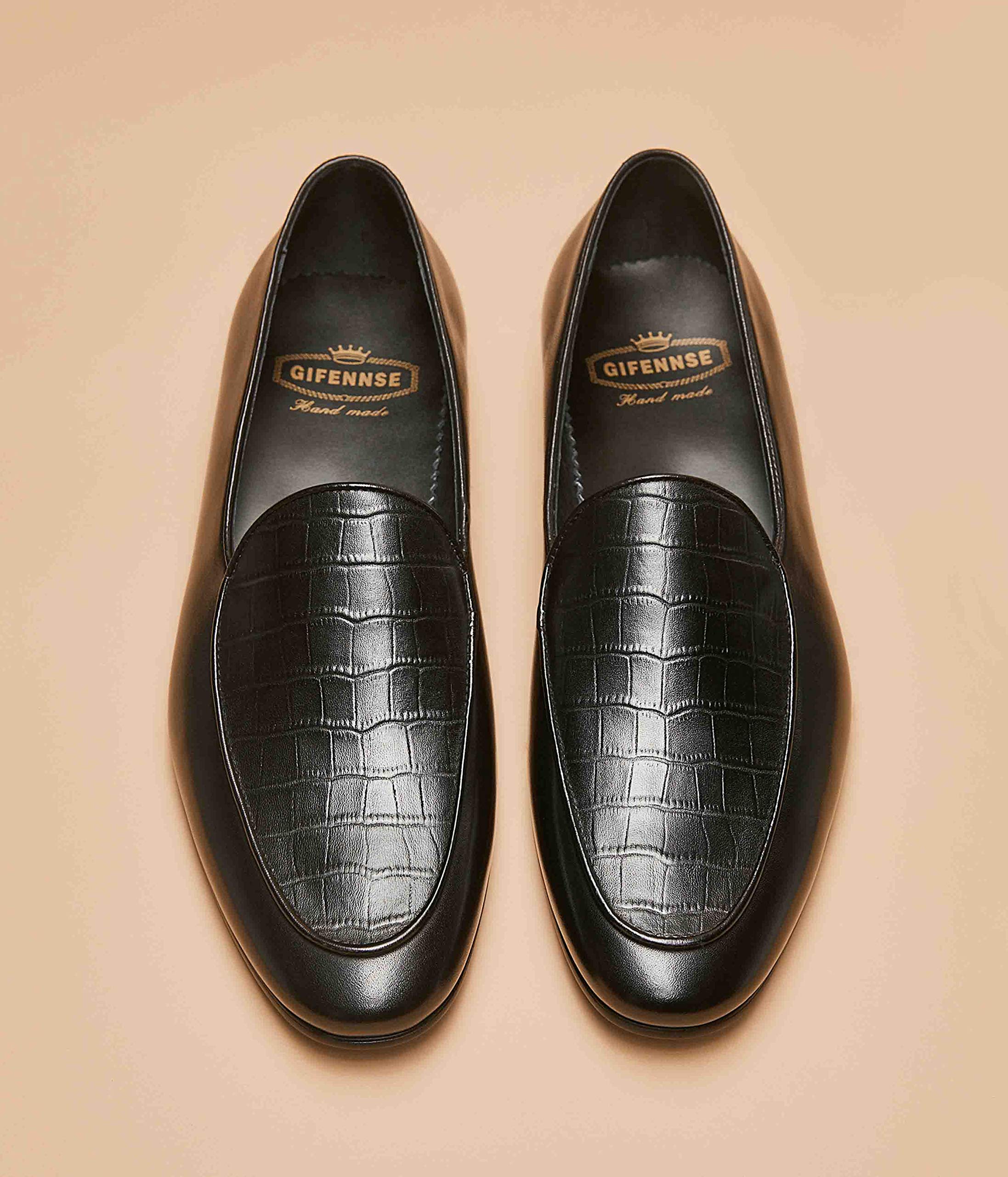 GIFENNSE Men's Slip-On Loafers - Genuine Leather Dress Shoes for Business & Formal Occasions - Comfortable Office Shoes for Work, Weddings & Special Events