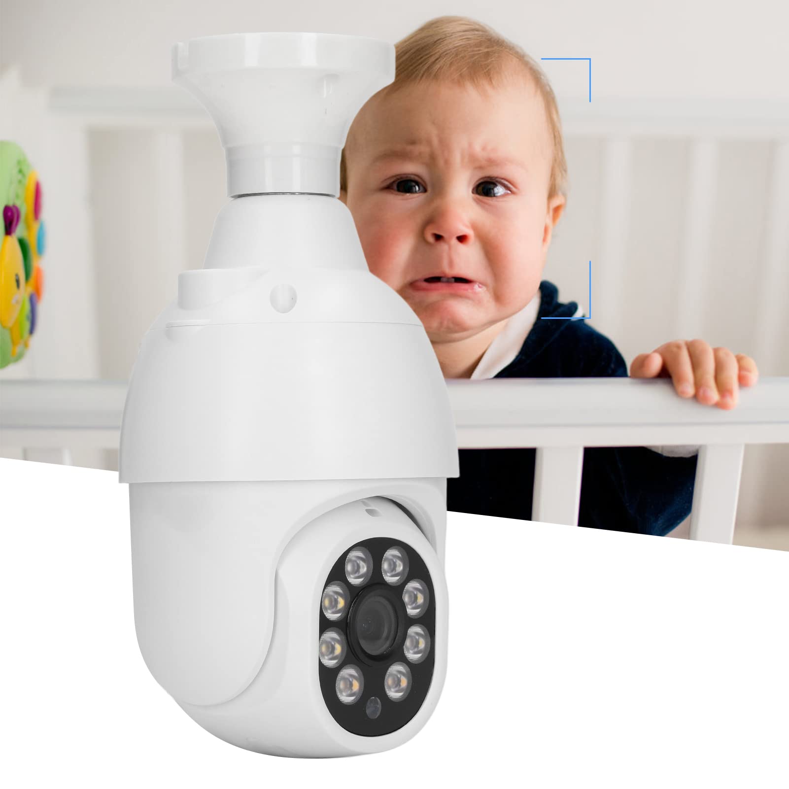 Akozon HD Security Camera with Night Vision, E27 Bulb Camera for Indoor/Outdoor Surveillance - Monitor Home, Office, Garage & Baby Room