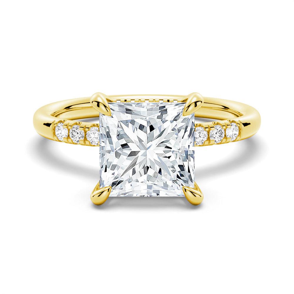 Princess Cut Hidden Halo Moissanite Engagement Ring Set with Matching Men's Wedding Band - Perfect for Proposals, Anniversaries & Couple's Jewelry Gifts