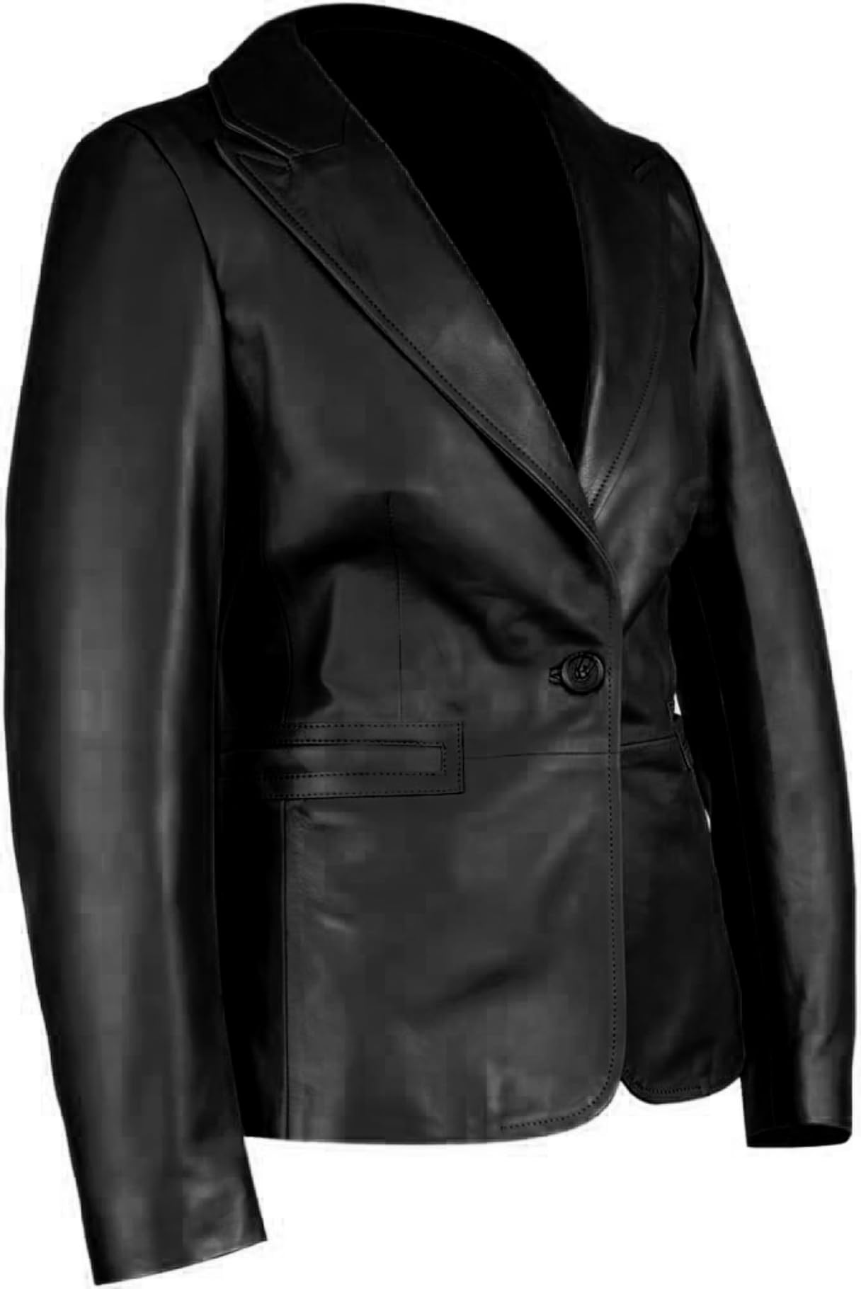 Premium Women's Lambskin Leather Blazer - 2-Button Slim Fit Jacket Coat for Business & Evening Wear | Genuine Soft Leather Blazer for Office, Parties & Special Occasions