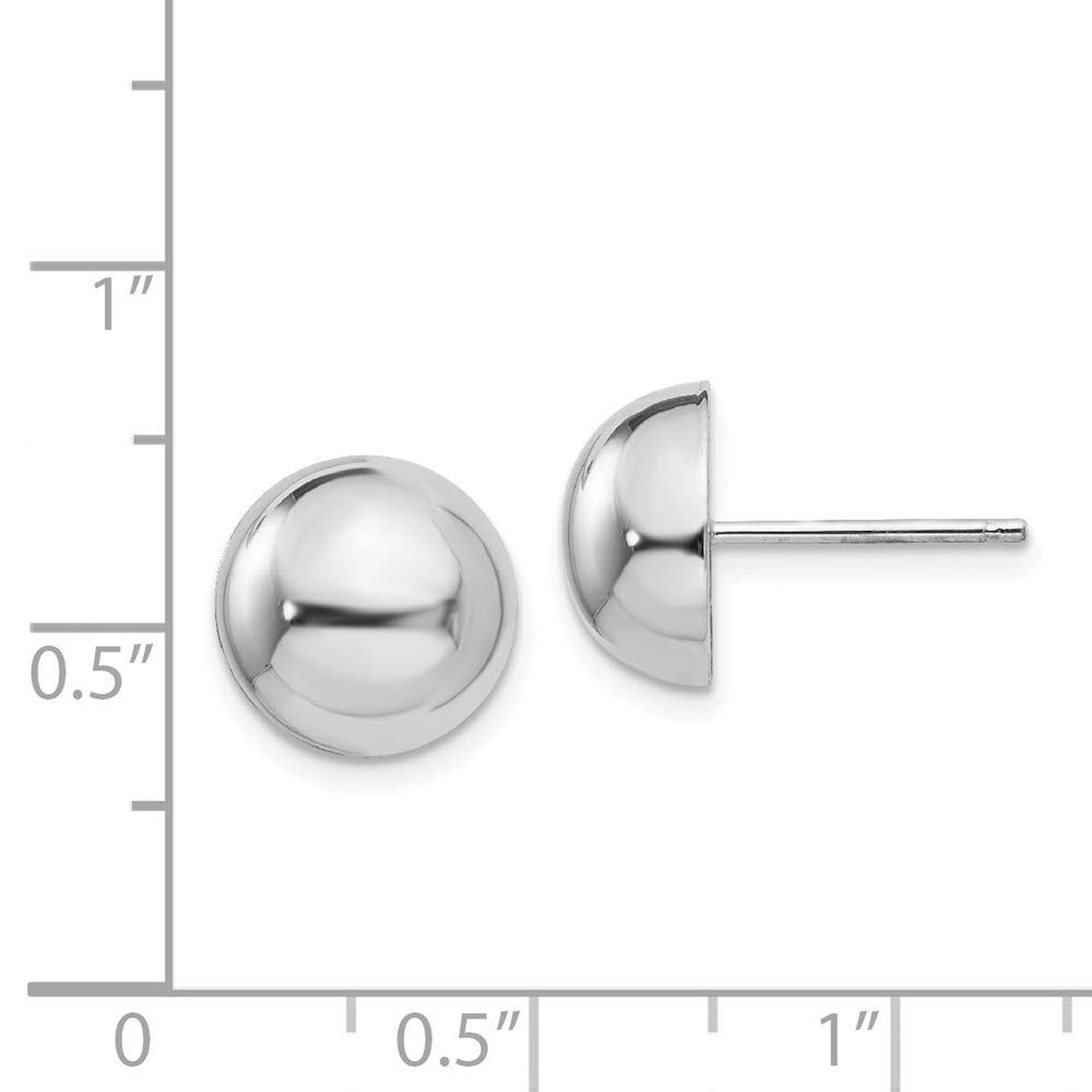 14K White Gold 10mm Half Ball Post Earrings for Women - Hypoallergenic Stud Earrings for Sensitive Ears - Perfect for Everyday Wear, Work & Special Occasions