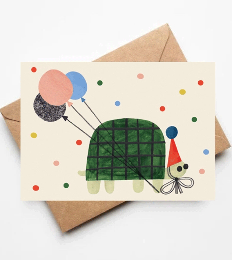 Funny Party Turtle Greeting Card by Daria Solak - Perfect for Birthdays, Anniversaries & Special Occasions