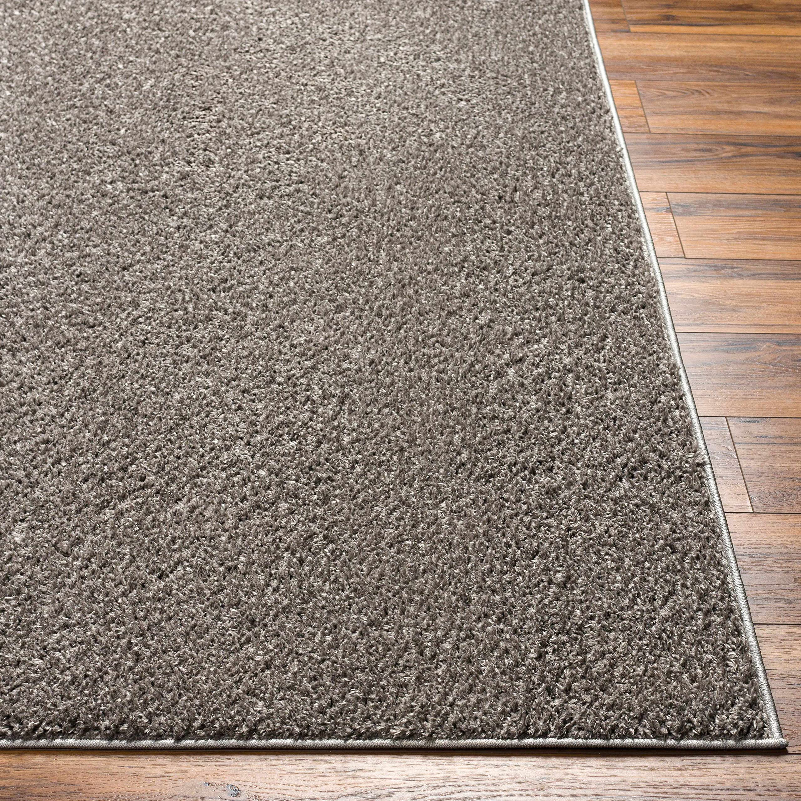 Machine Washable Solid Shag Rug - Soft Fluffy Plush High Pile Area Carpet for Living Room & Bedroom - Dark Grey 5'3
