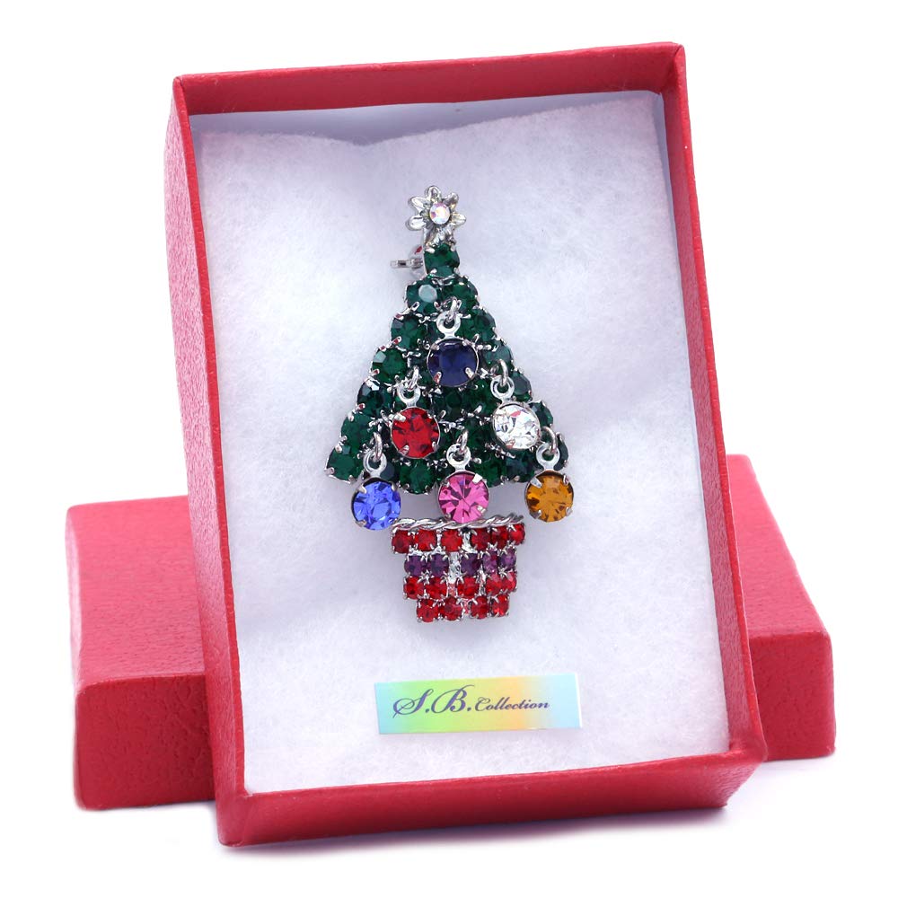 Festive Christmas Jewelry - Poinsettia Flower & Candy Cane Charm Brooch Pin for Holiday Outfits, Gifts & Party Accessories
