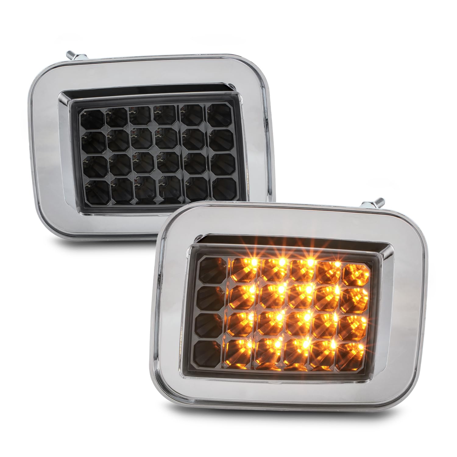AKKON LED Chrome Smoked Corner Lights Parking Signal Lamp Pair for 2003-2009 Hummer H2 (USA Model) - Driver & Passenger Side - Enhance Visibility & Style for Night Driving & Off-Road Adventures
