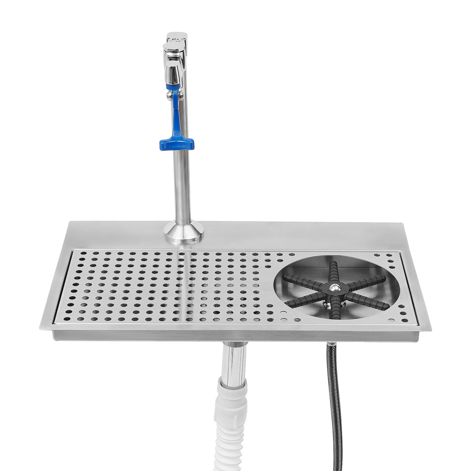 Commercial Stainless Steel Cup Rinser with Faucet - Bar Glass Washer for Wine, Coffee & Stemware - Perfect for Cafes, Milk Tea Shops & Restaurants (Silver) | Fast Cleaning Solution for Busy Bars & Food Service