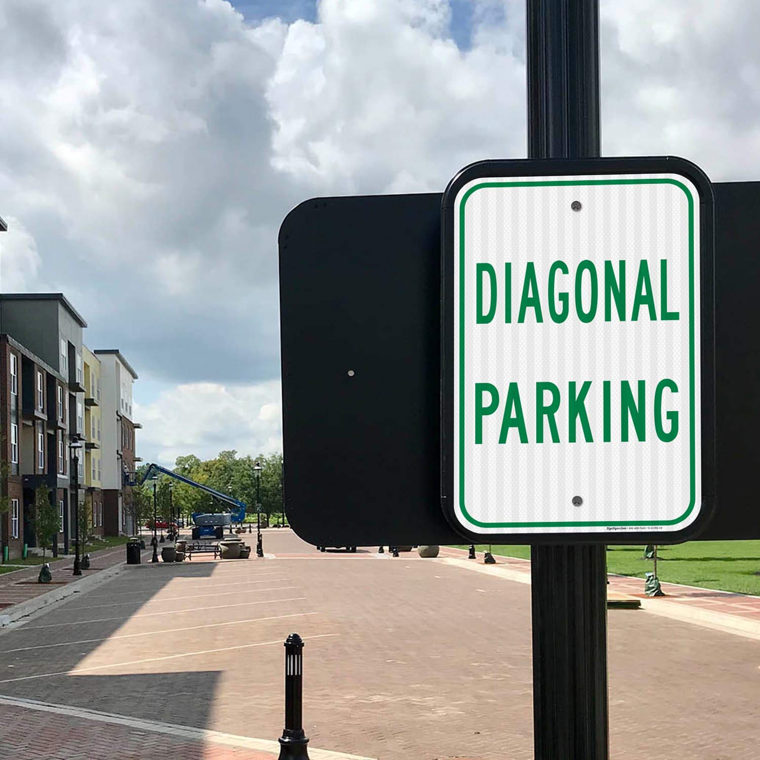 12x18 Inch Diagonal Parking Sign - 3M EGP Reflective .063 Aluminum - Fade Resistant & Easy Mounting - Indoor/Outdoor Use - Made in USA - Perfect for Parking Lots, Garages & Driveways